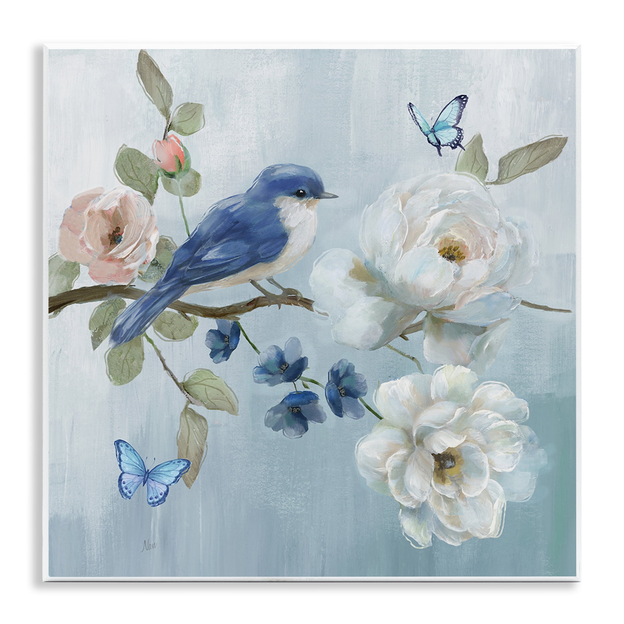 Stupell Industries Blue Bird Tranquility Wall Plaque Art, design by Nan