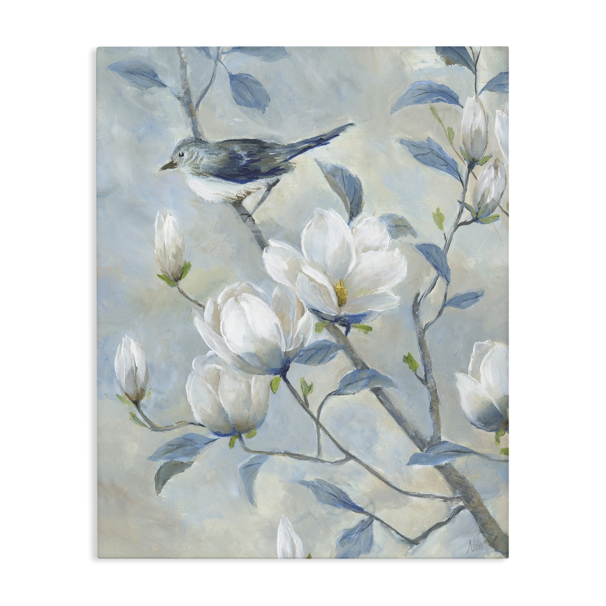 Stupell Industries Blue Bird in Magnolia Tree Canvas Wall Art, design by Nan