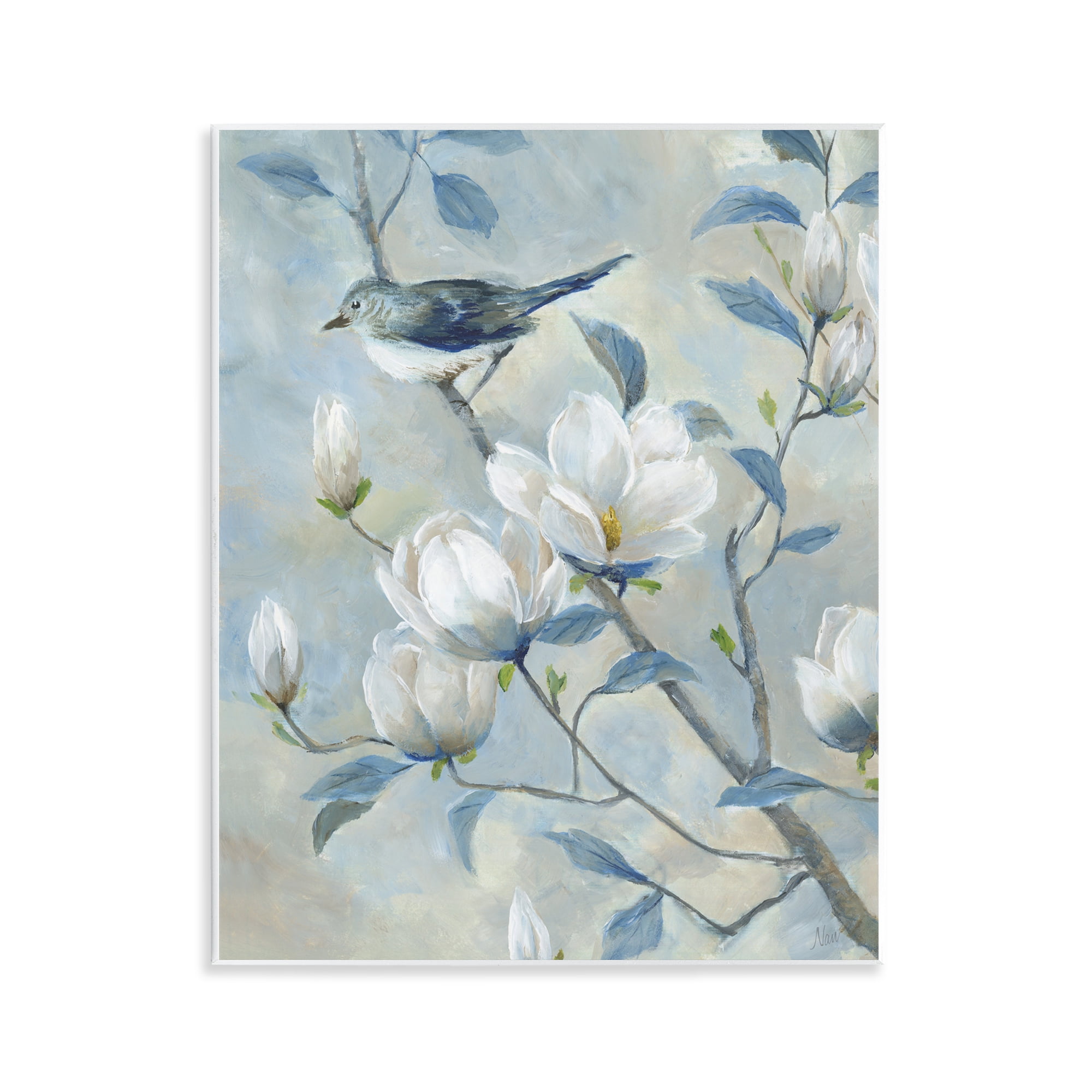 Stupell Industries Blue Bird in Magnolia Tree Wall Plaque Art, design by Nan