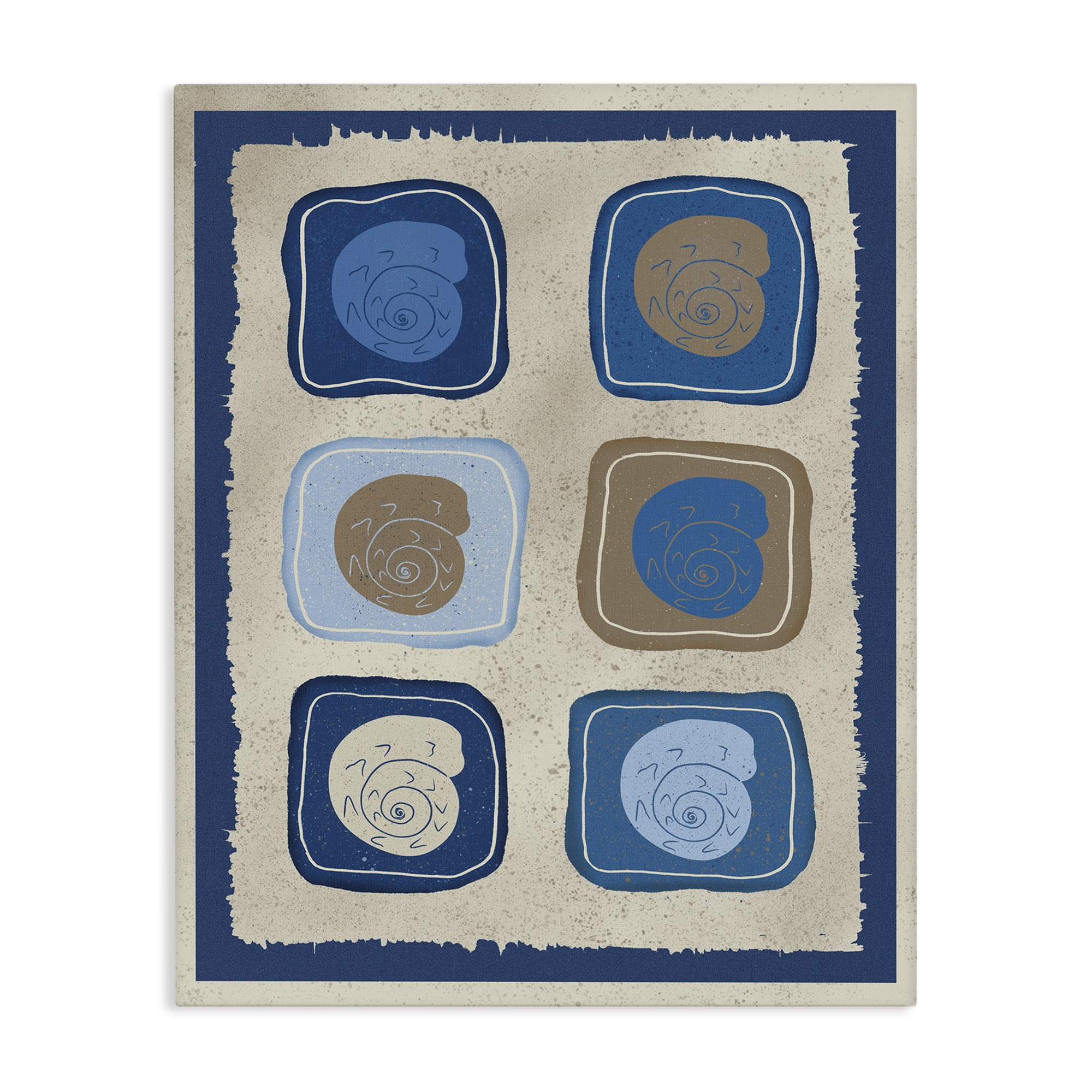 Stupell Industries Blue Blocked Nautilus Canvas Wall Art, design by Julia Frost