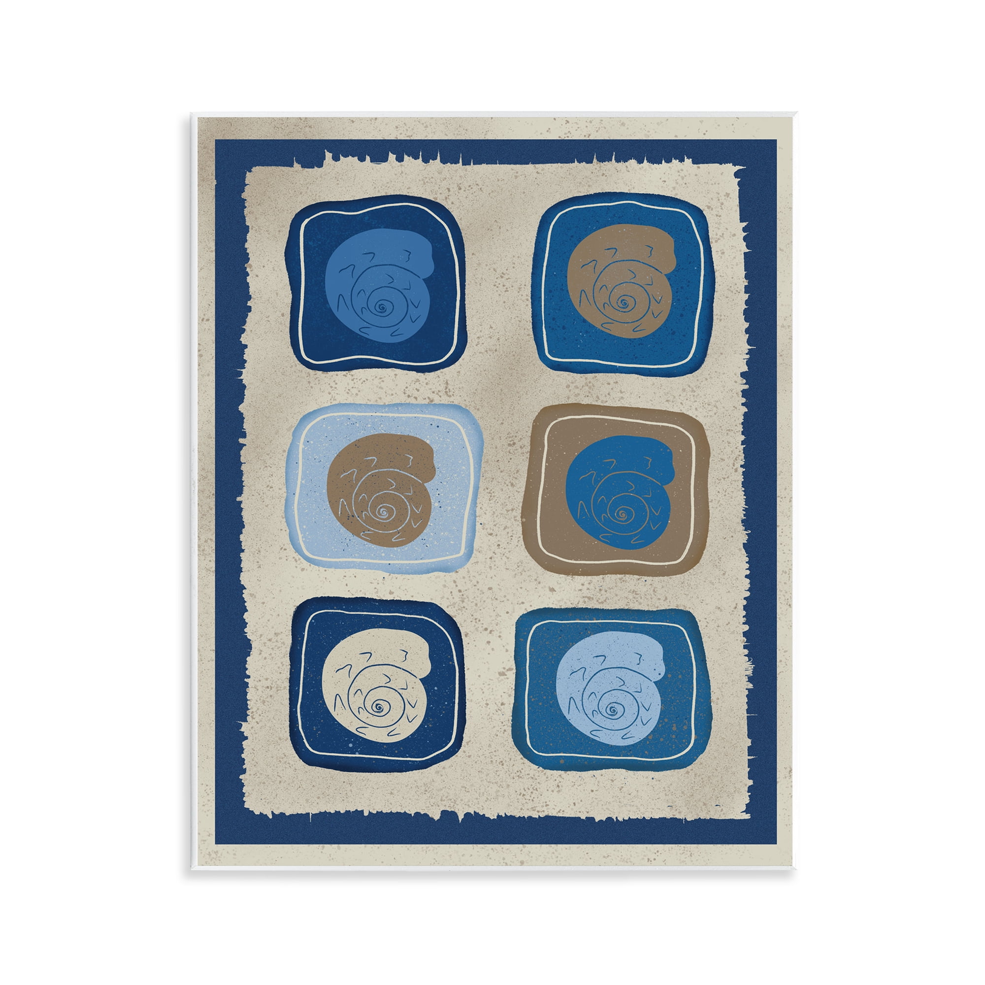 Stupell Industries Blue Blocked Nautilus Wall Plaque Art, design by Julia Frost