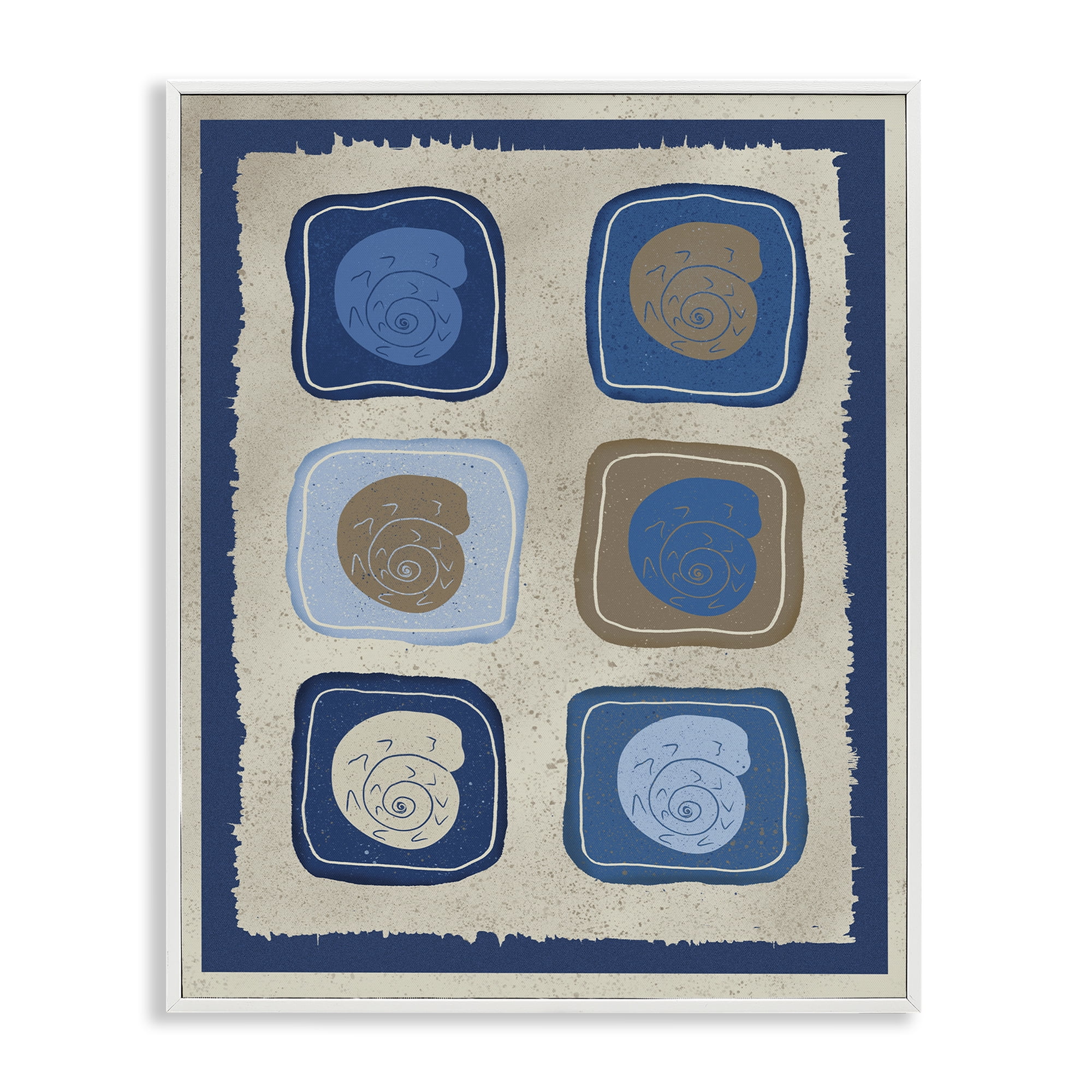 Stupell Industries Blue Blocked Nautilus White Framed Giclee Art, design by Julia Frost
