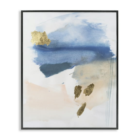 Stupell Industries Blue & Blush Ombre Abstract Painting Black Framed Art Print Wall Art, 11 x 14