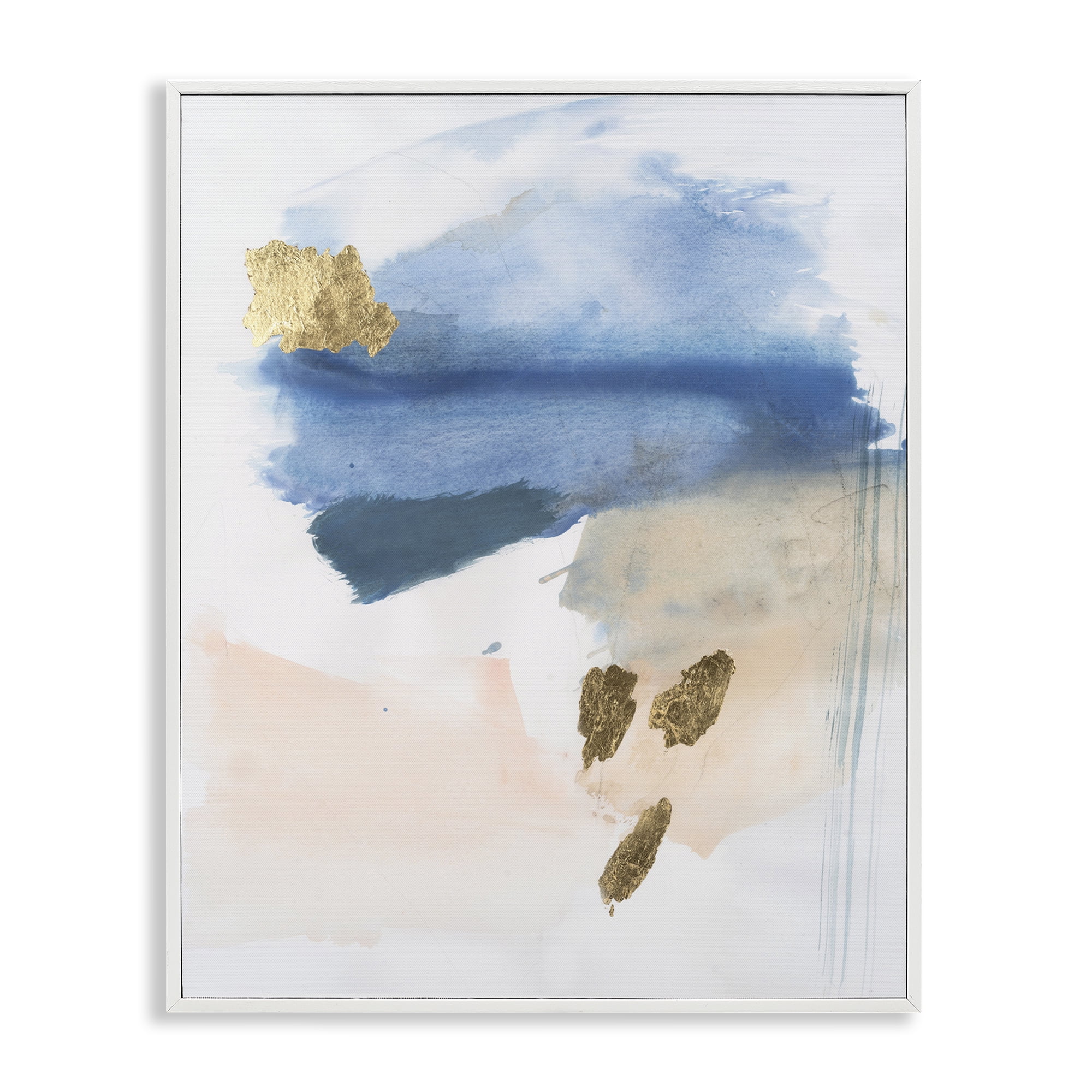Stupell Industries Blue & Blush Ombre Abstract Painting White Framed Art Print Wall Art, 24 x 30