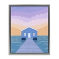 thumbnail image 1 of Stupell Industries Blue Boat Shed Sunrise Gray Framed Floater Canvas Wall Art design by Courtney Haley, 21 x 17, 1 of 9