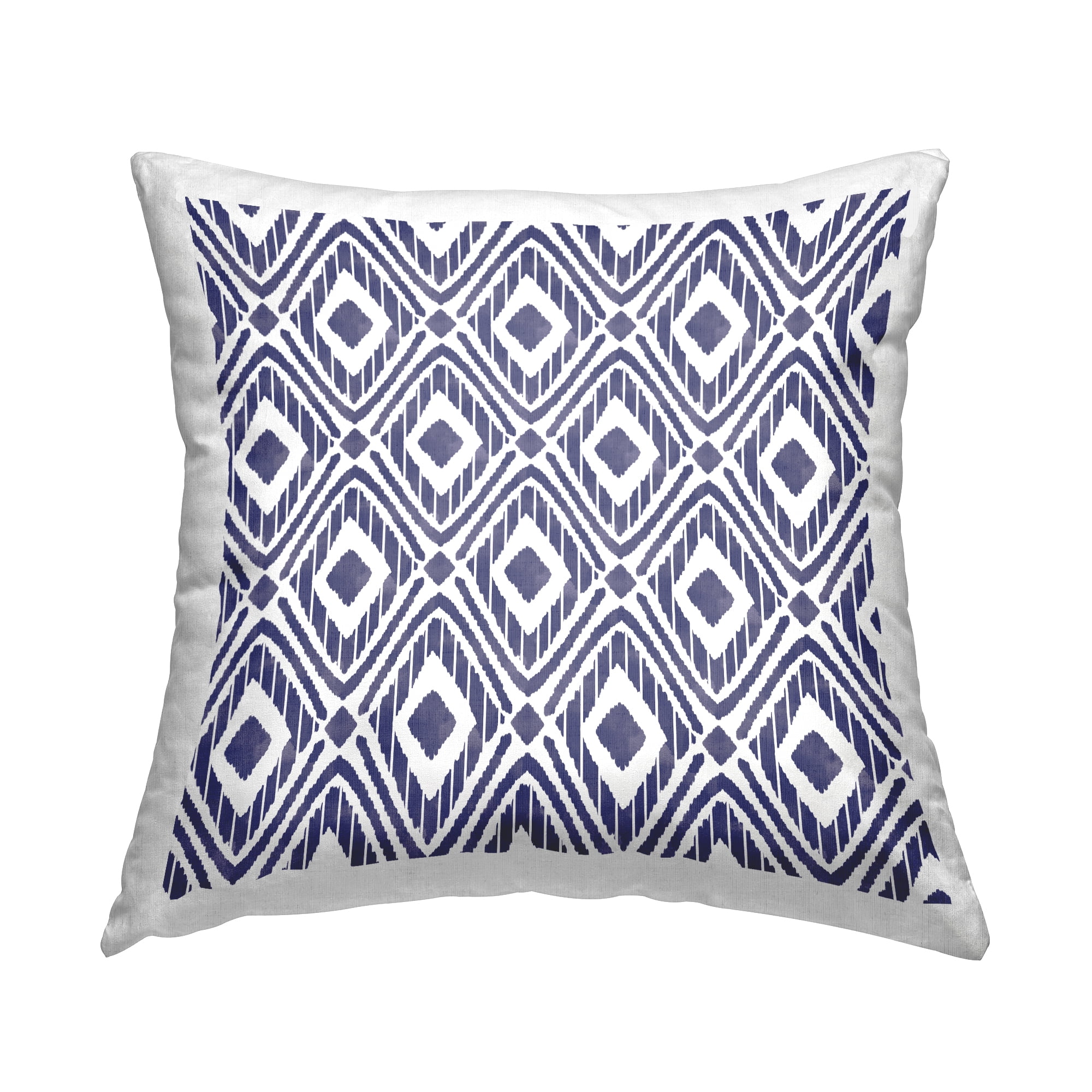 Blue and White Bohemian Geometric Pattern Throw Pillow Set
