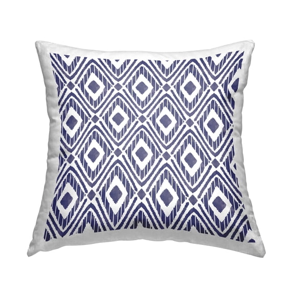 Stupell Industries Blue Bohemian Diamond Shape Geometric Pattern Design by Taylor Shannon Designs Throw Pillow