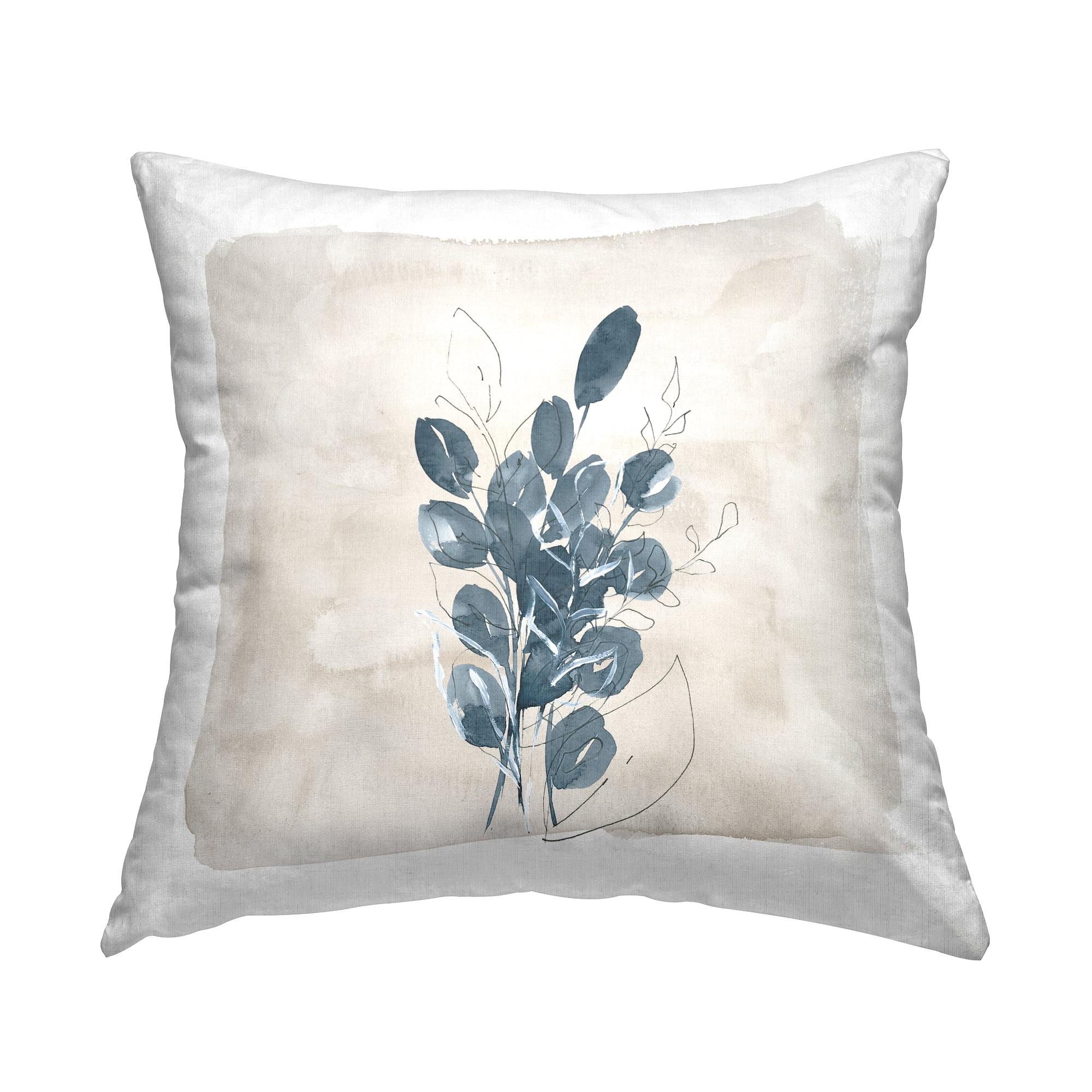 Stupell Industries Blue Boho Botanicals Square Decorative Printed Throw Pillow, 18 x 18