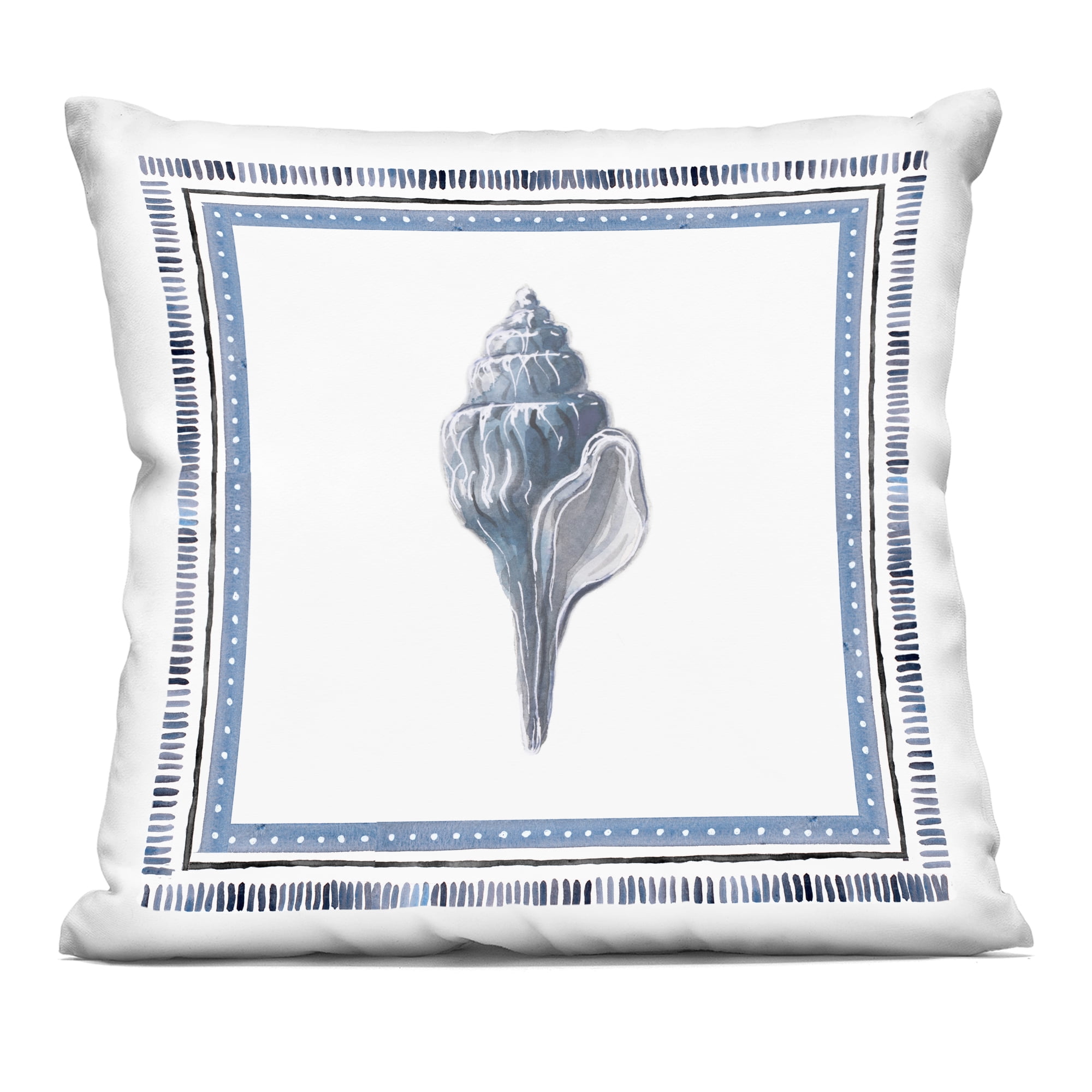 Stupell Industries Blue Bordered Conch Shell Decorative Printed Throw Pillow, design by Lanie Loreth
