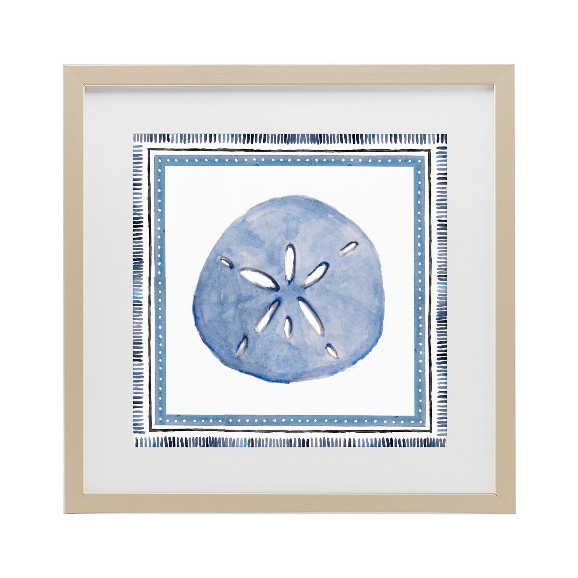Stupell Industries Blue Bordered Sand Dollar Birch Framed Print Under Glass, design by Lanie Loreth