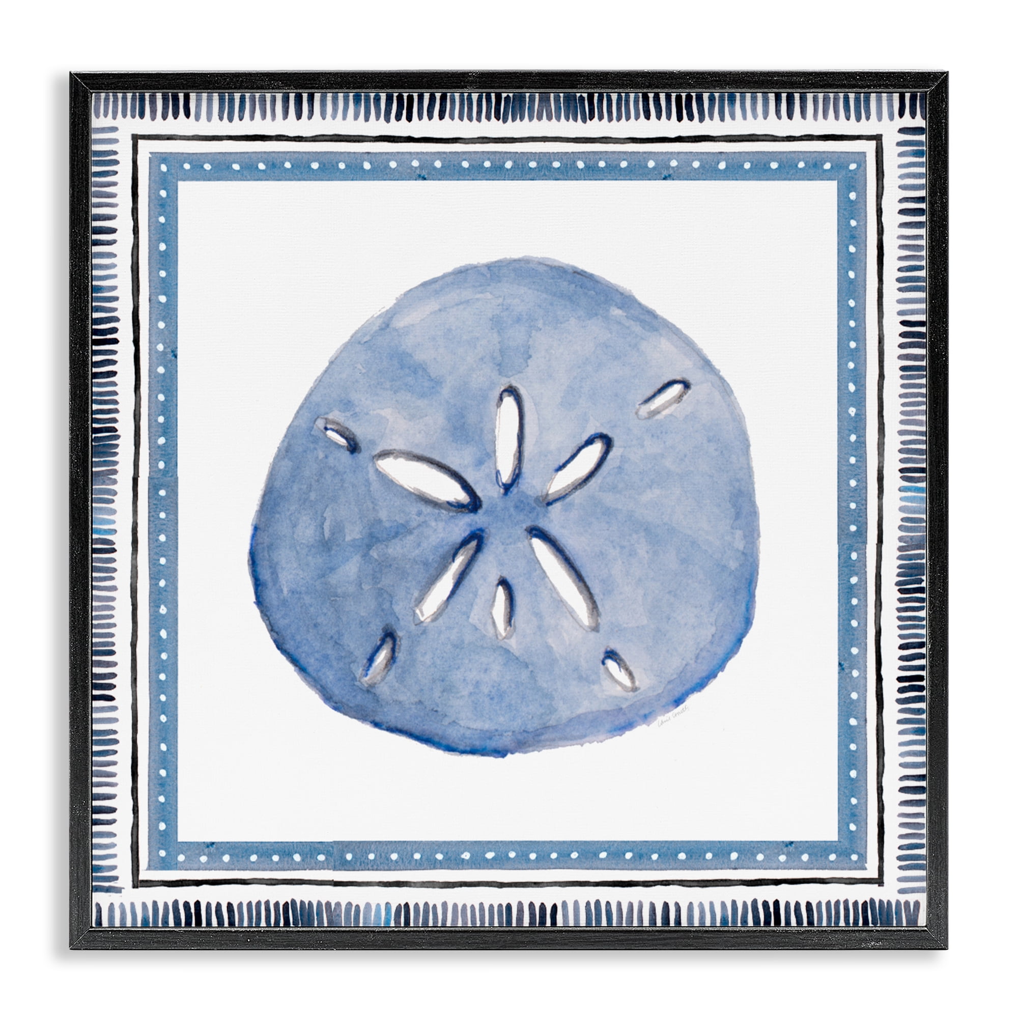 Stupell Industries Blue Bordered Sand Dollar Black Framed Giclee Art, design by Lanie Loreth