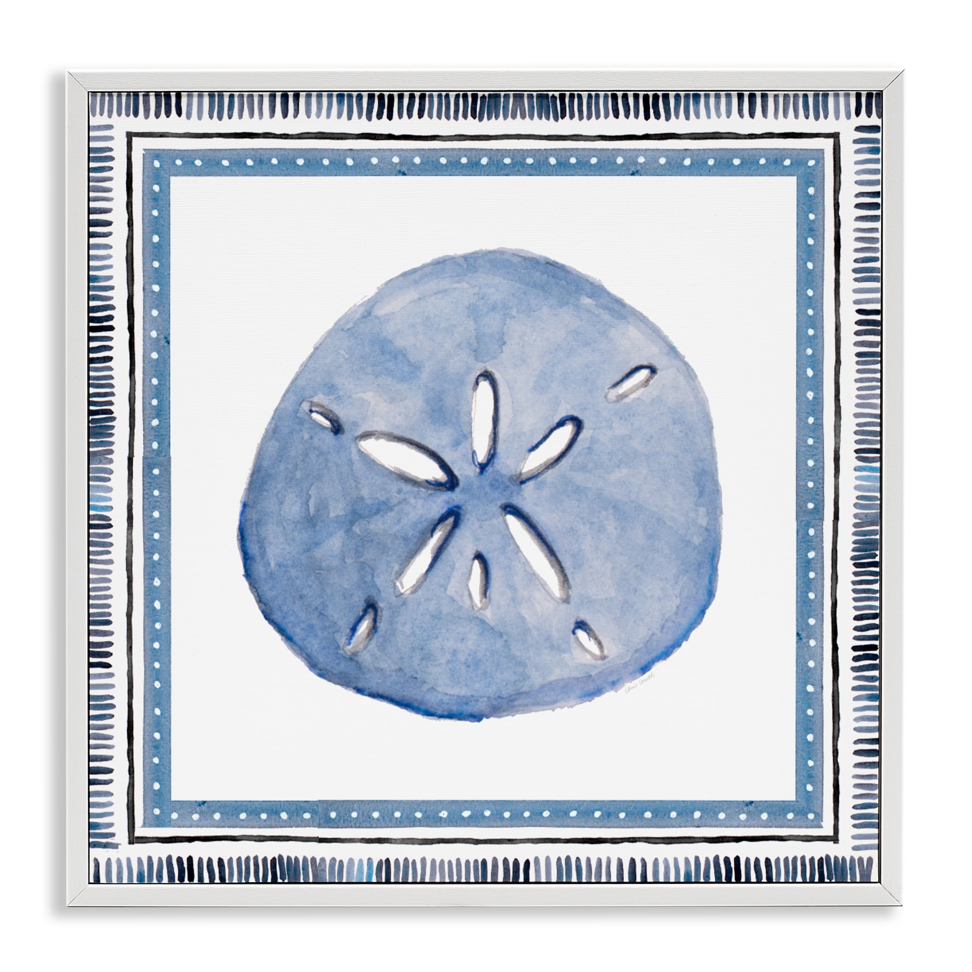 Stupell Industries Blue Bordered Sand Dollar White Framed Giclee Art, design by Lanie Loreth
