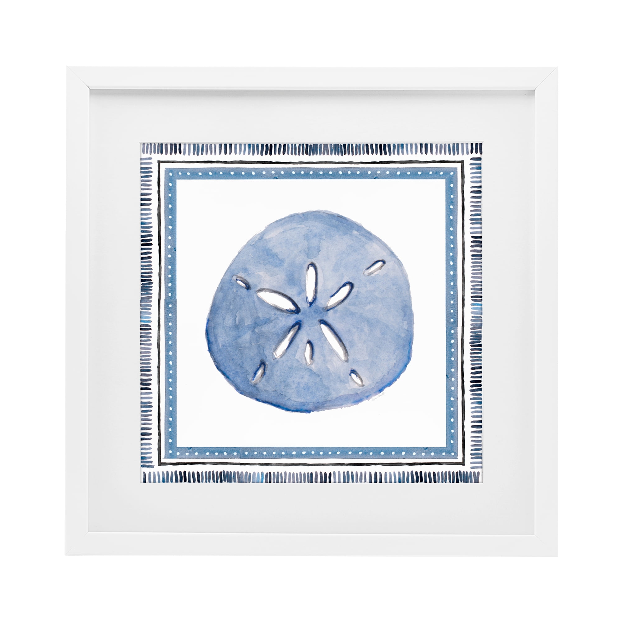Stupell Industries Blue Bordered Sand Dollar White Framed Print Under Glass, design by Lanie Loreth