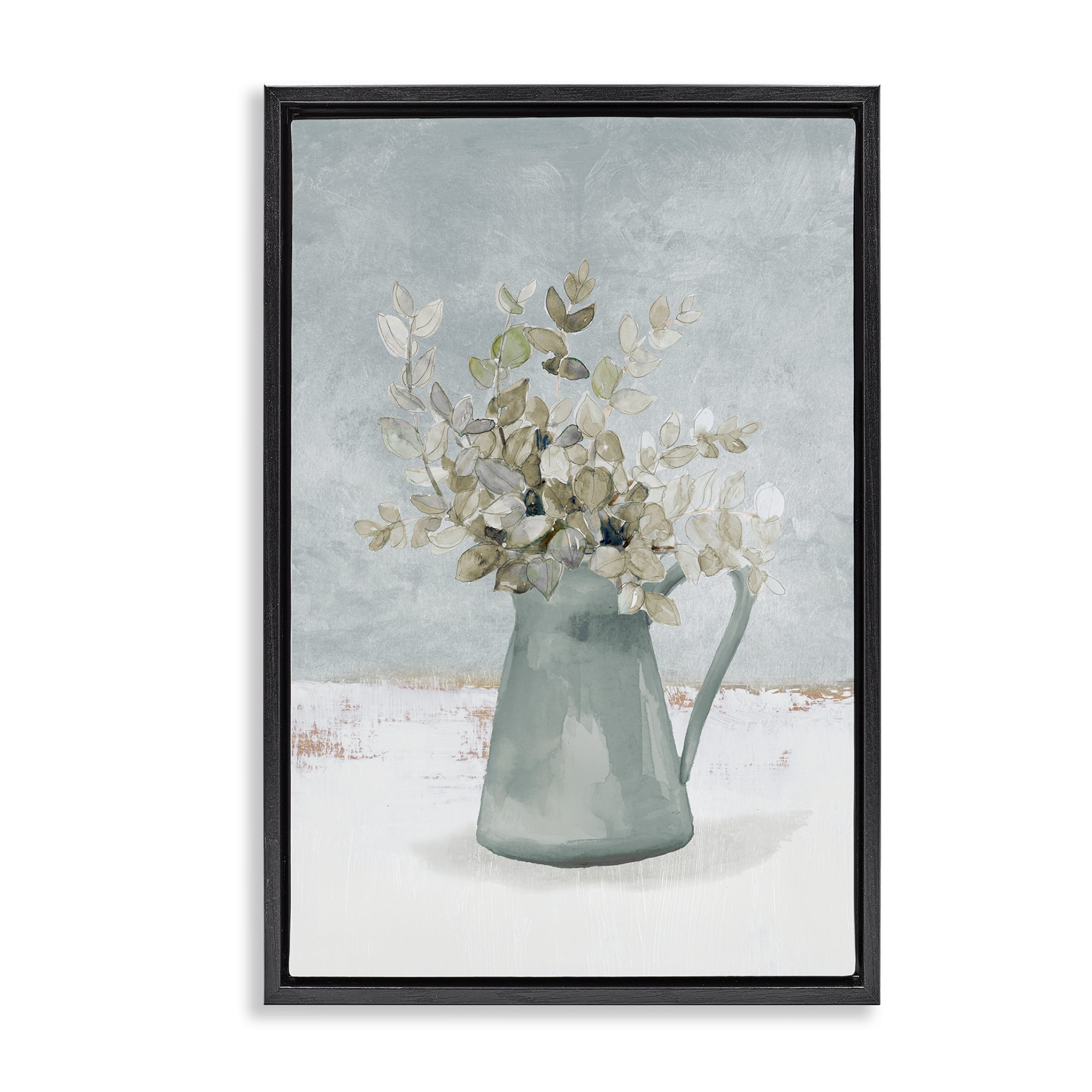 Stupell Industries Blue Botanical Arrangement Black Framed Floater Canvas Wall Art, design by Lanie Loreth