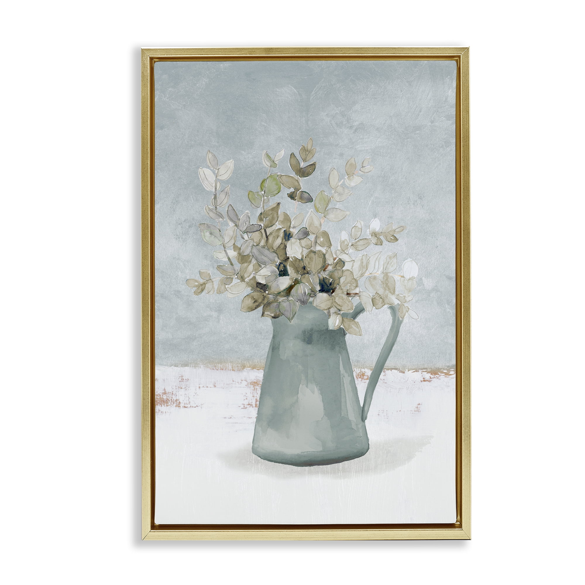 Stupell Industries Blue Botanical Arrangement Gold Framed Floater Canvas Wall Art, design by Lanie Loreth