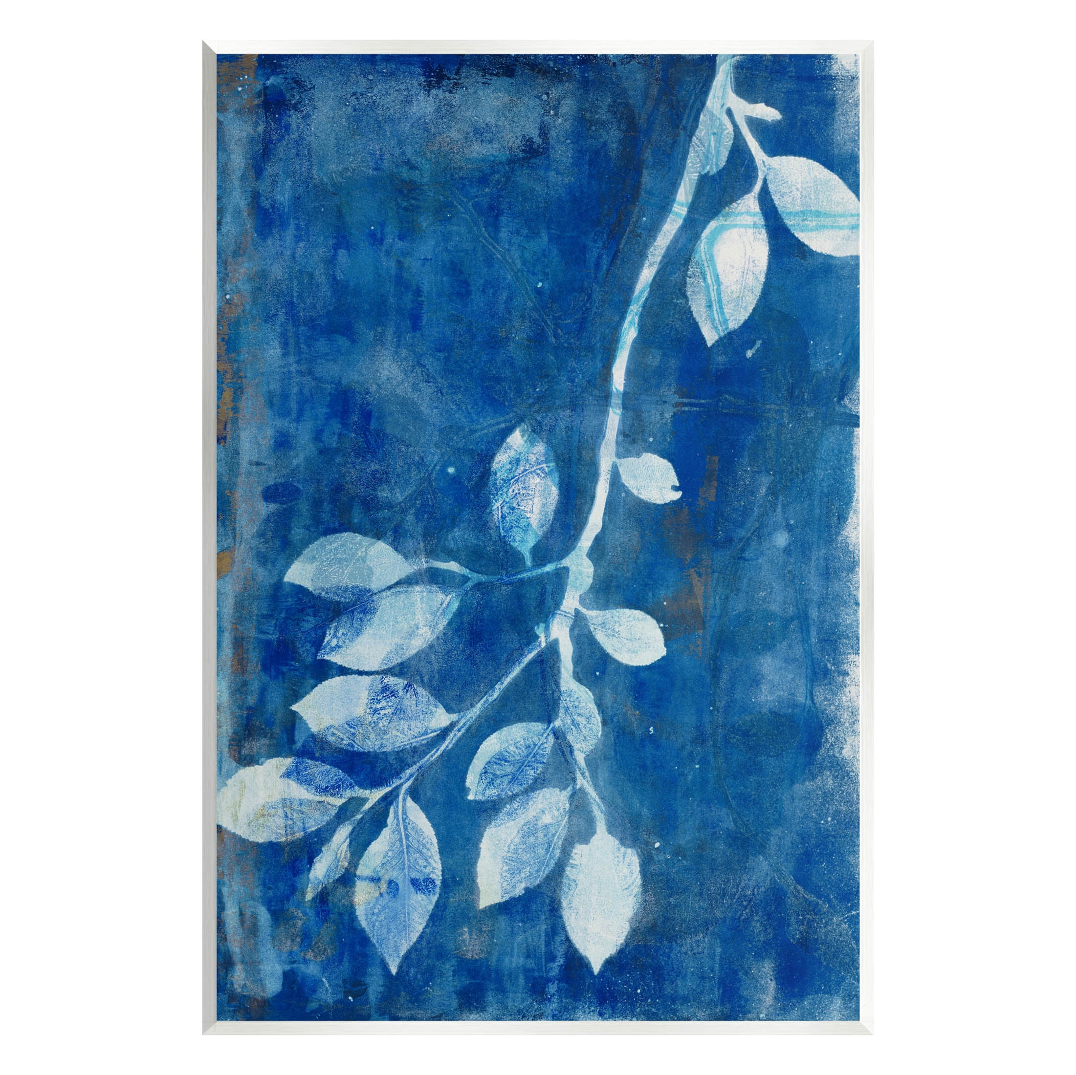 Stupell Industries Blue Botanical Leaves Graphic Art Unframed Art Print Wall Art, Design by Liz St. Andre