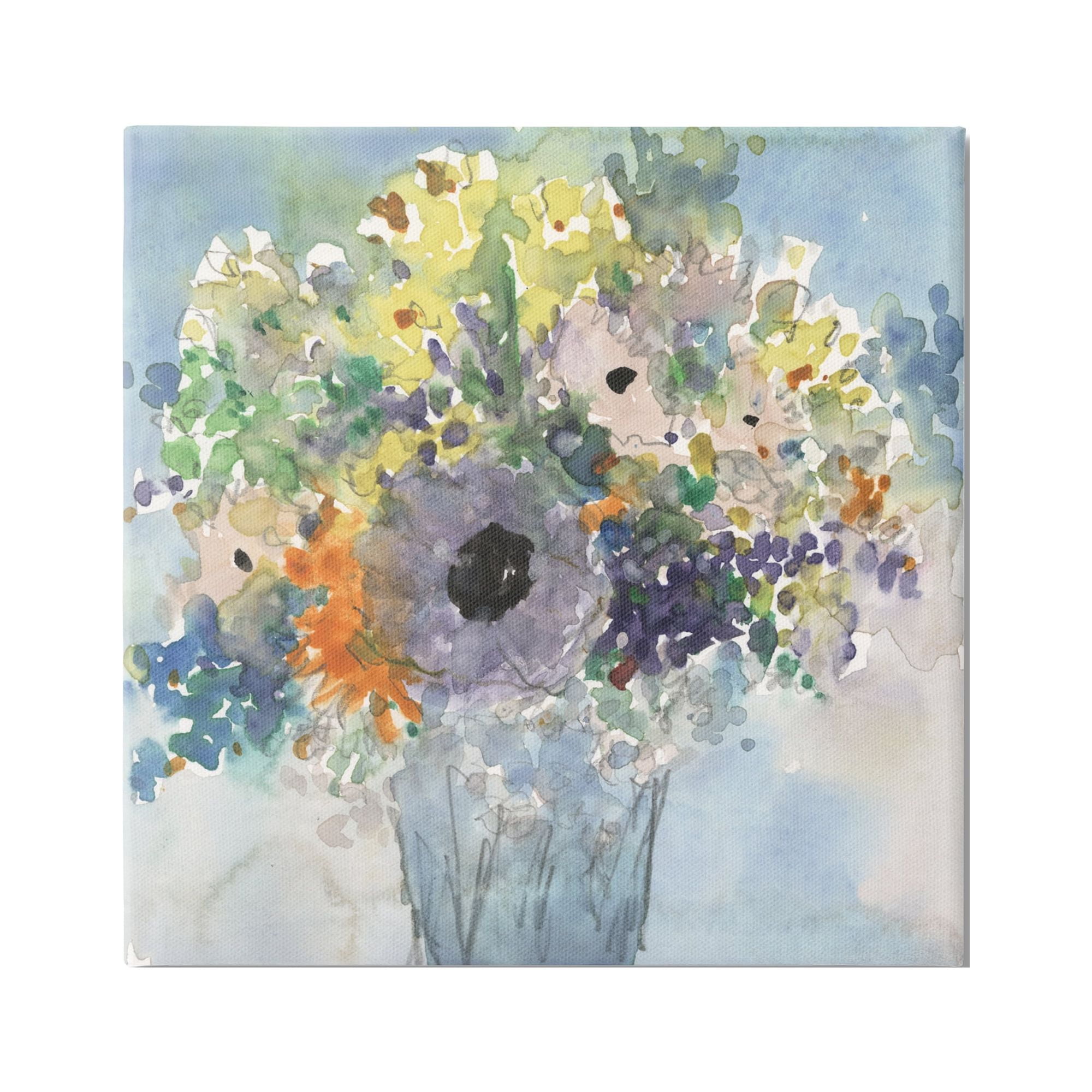 Stupell Industries Blue Bouquet Watercolor Botanical & Floral Painting Gallery Wrapped Canvas Art Print Wall Art, 36 x 36