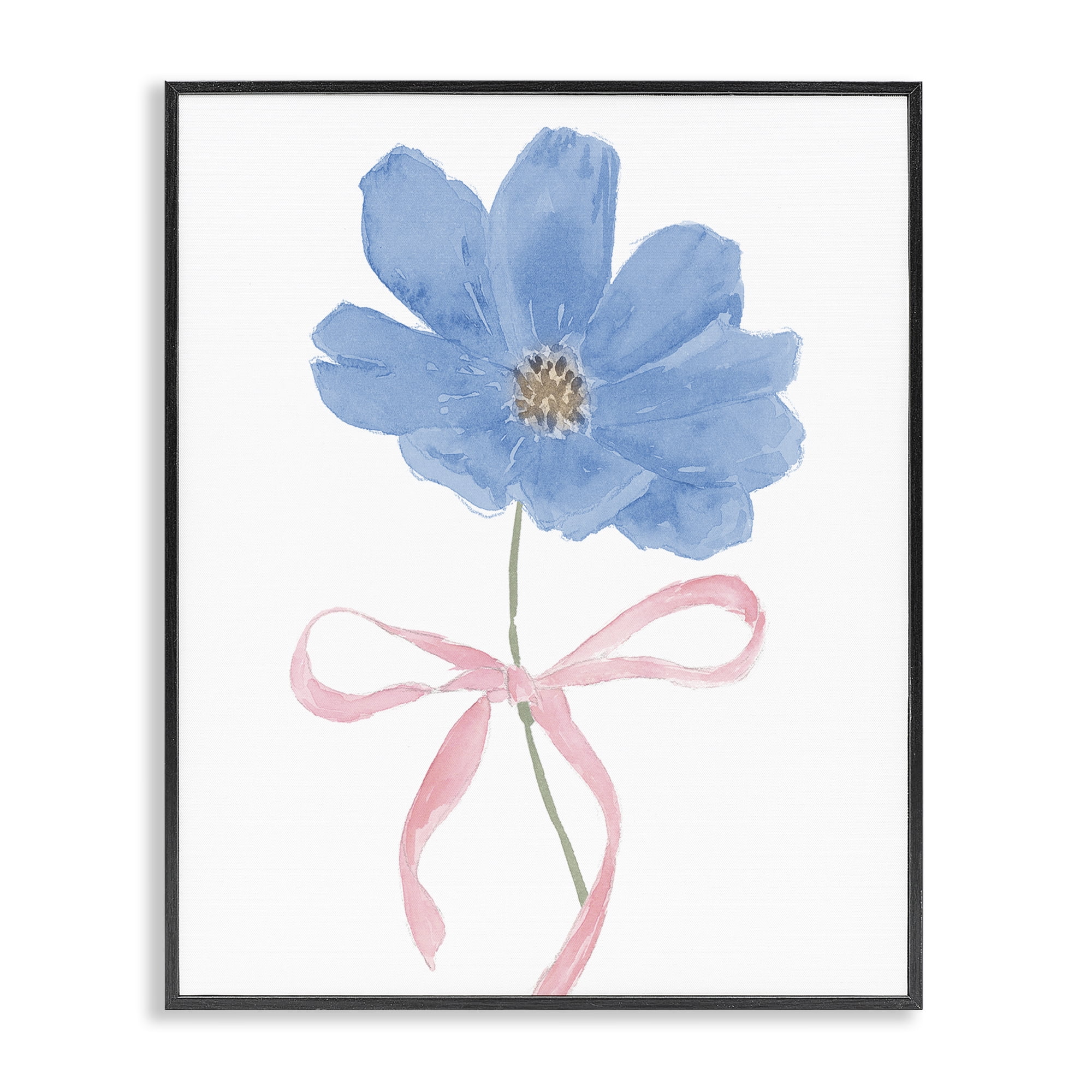 Stupell Industries Blue Bow Bloom Black Framed Giclee Art, design by Lucille Price