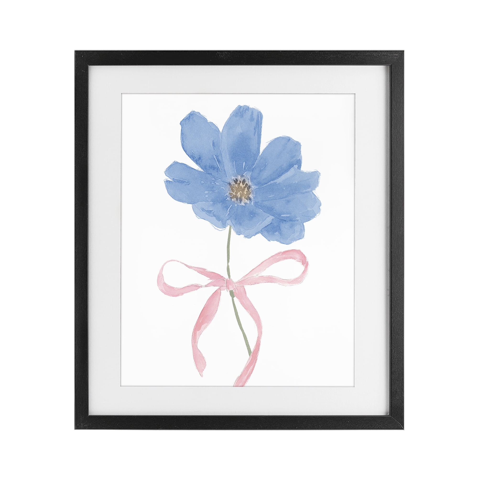 Stupell Industries Blue Bow Bloom Black Framed Print Under Glass, design by Lucille Price