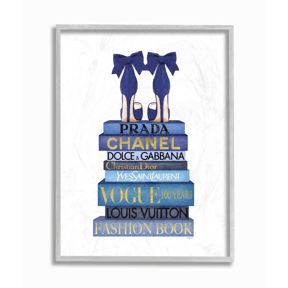 Stupell Industries Blue Bow Heels above Iconic Designer Books Designed by Amanda Greenwood