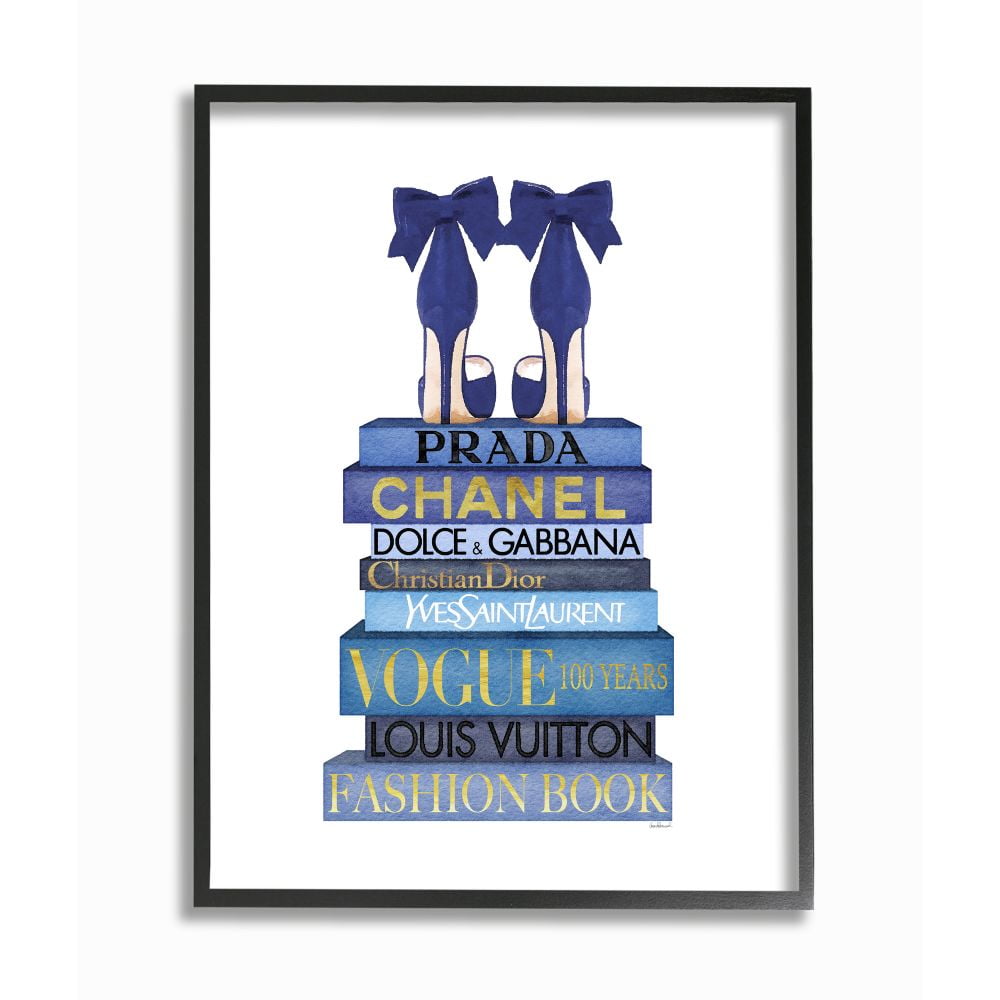 Stupell Industries Blue Bow Heels above Iconic Designer Books Designed by Amanda Greenwood