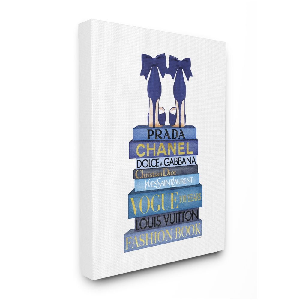 Stupell Industries Blue Bow Heels above Iconic Designer Books Designed by Amanda Greenwood