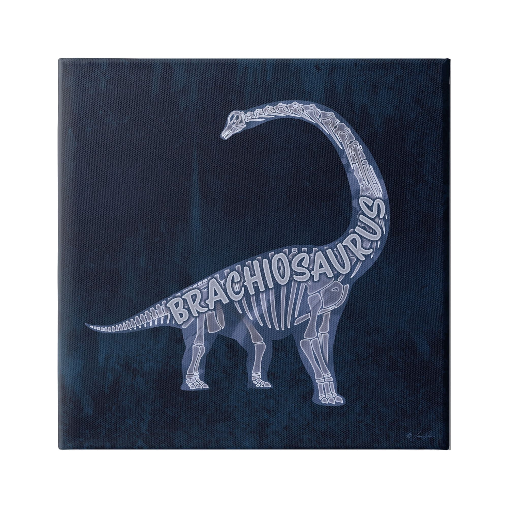 Stupell Industries Blue Brachiosaurus Skeleton Animals & Insects Painting Gallery Wrapped Canvas Art Print Wall Art, 17 x 17