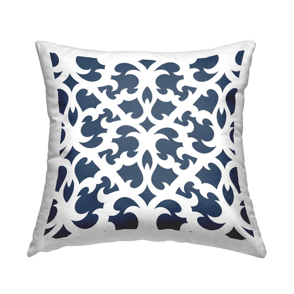 Stupell Industries Blue Brocade Motif Outline Printed Throw Pillow Design by George Tygert
