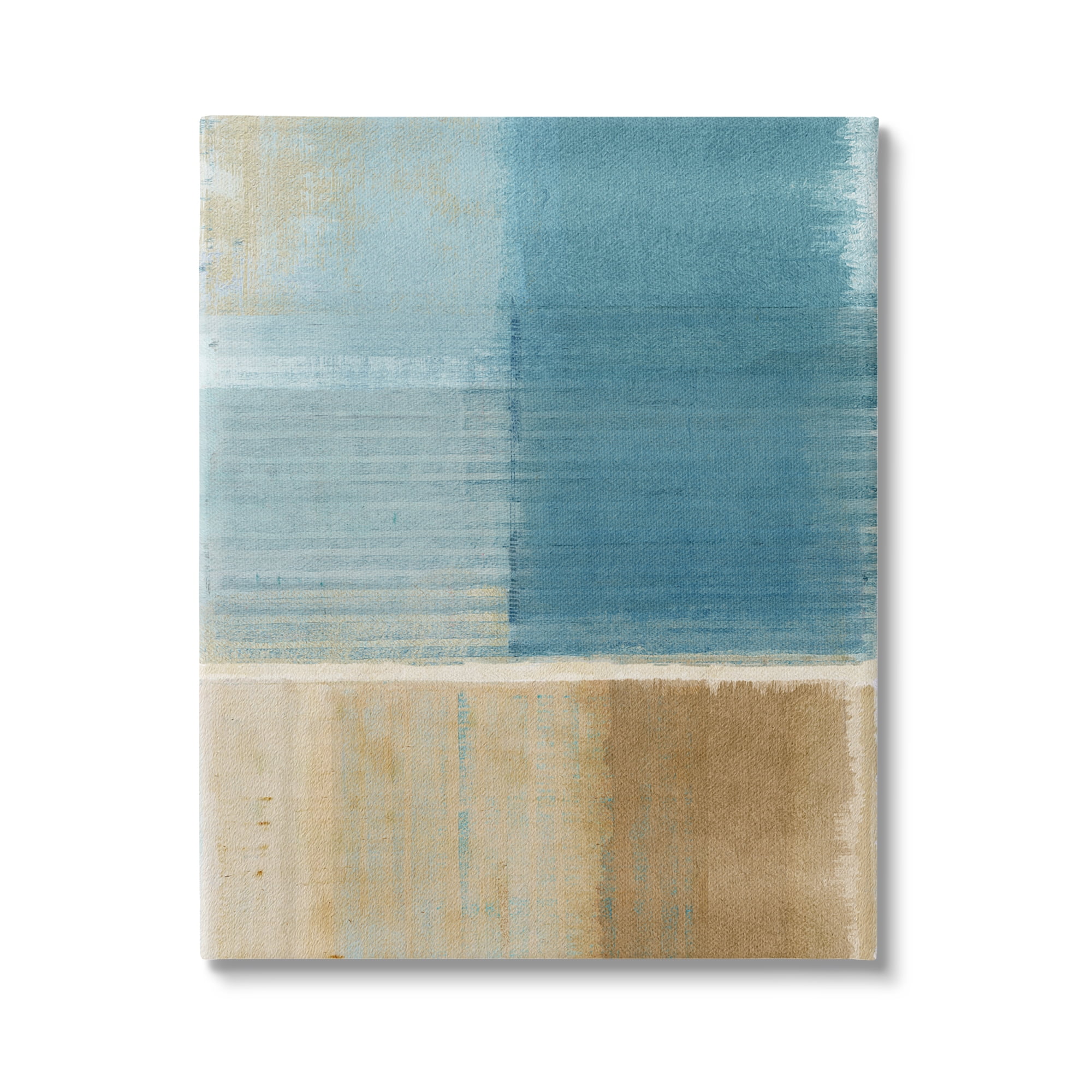 Stupell Industries Blue & Brown Painting Abstract Painting Gallery Wrapped Canvas Art Print Wall Art, 16 x 20