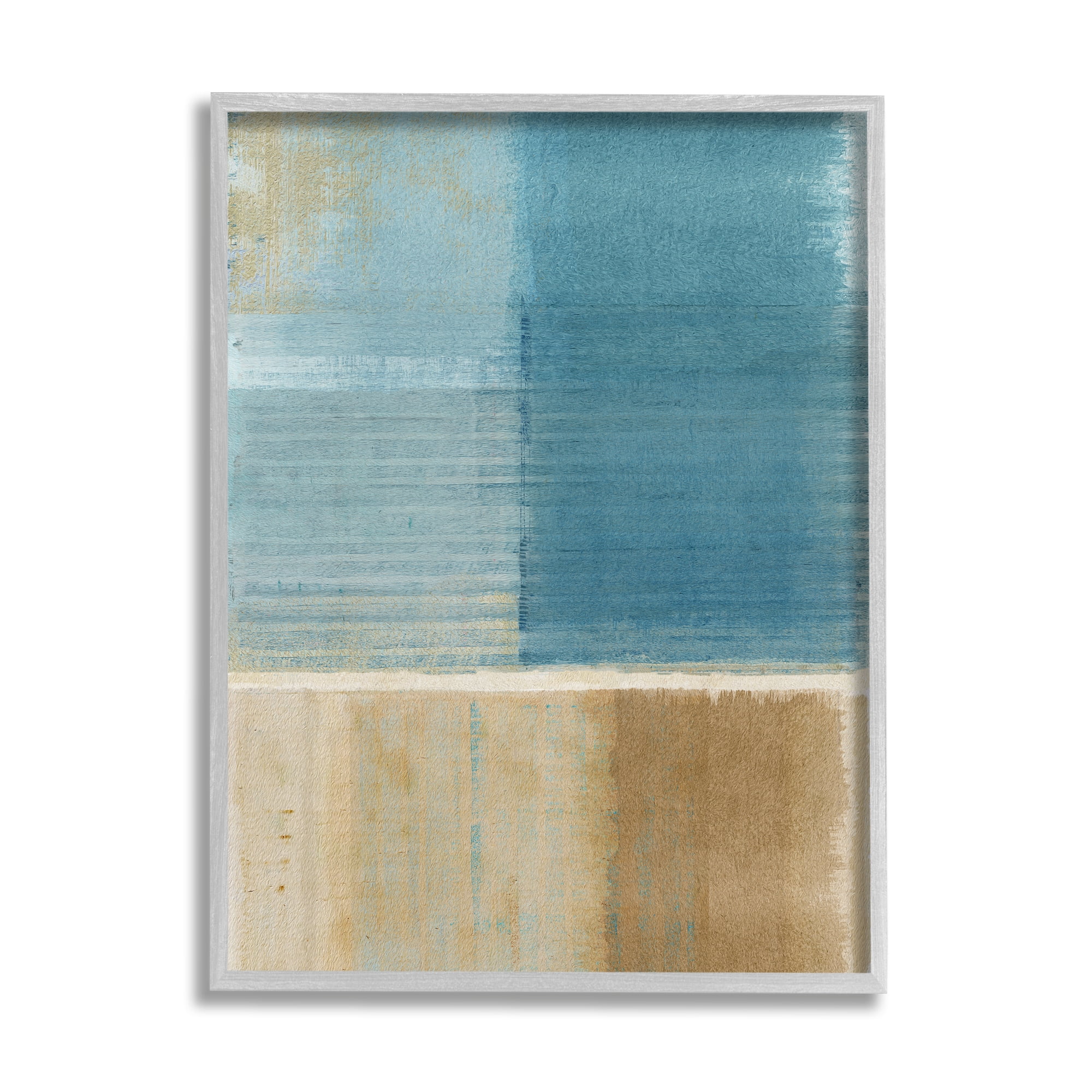 Stupell Industries Blue & Brown Painting Abstract Painting Gray Framed Art Print Wall Art, 11 x 14