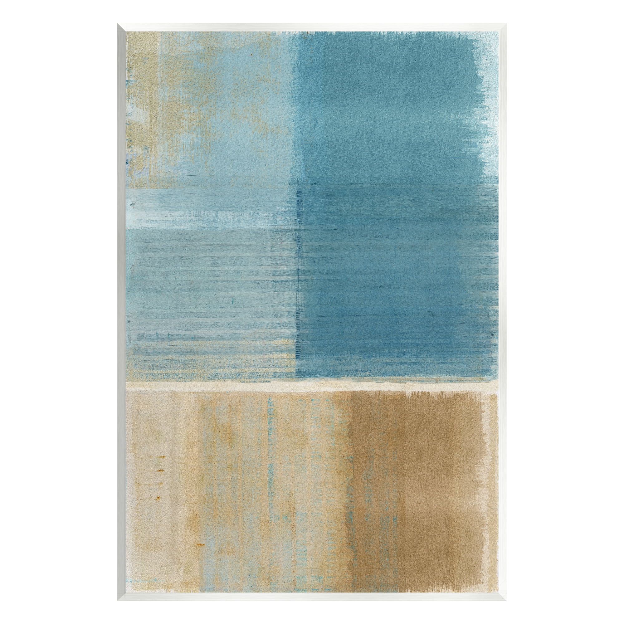 Stupell Industries Blue & Brown Painting Abstract Painting Unframed Art Print Wall Art, 13 x 19