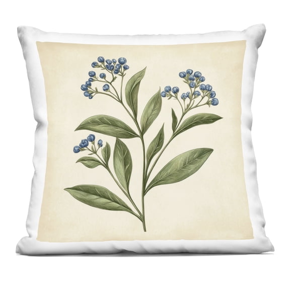 Stupell Industries Blue Buds Botanical Illustration Decorative Printed Throw Pillow, design by Petal Prints Design
