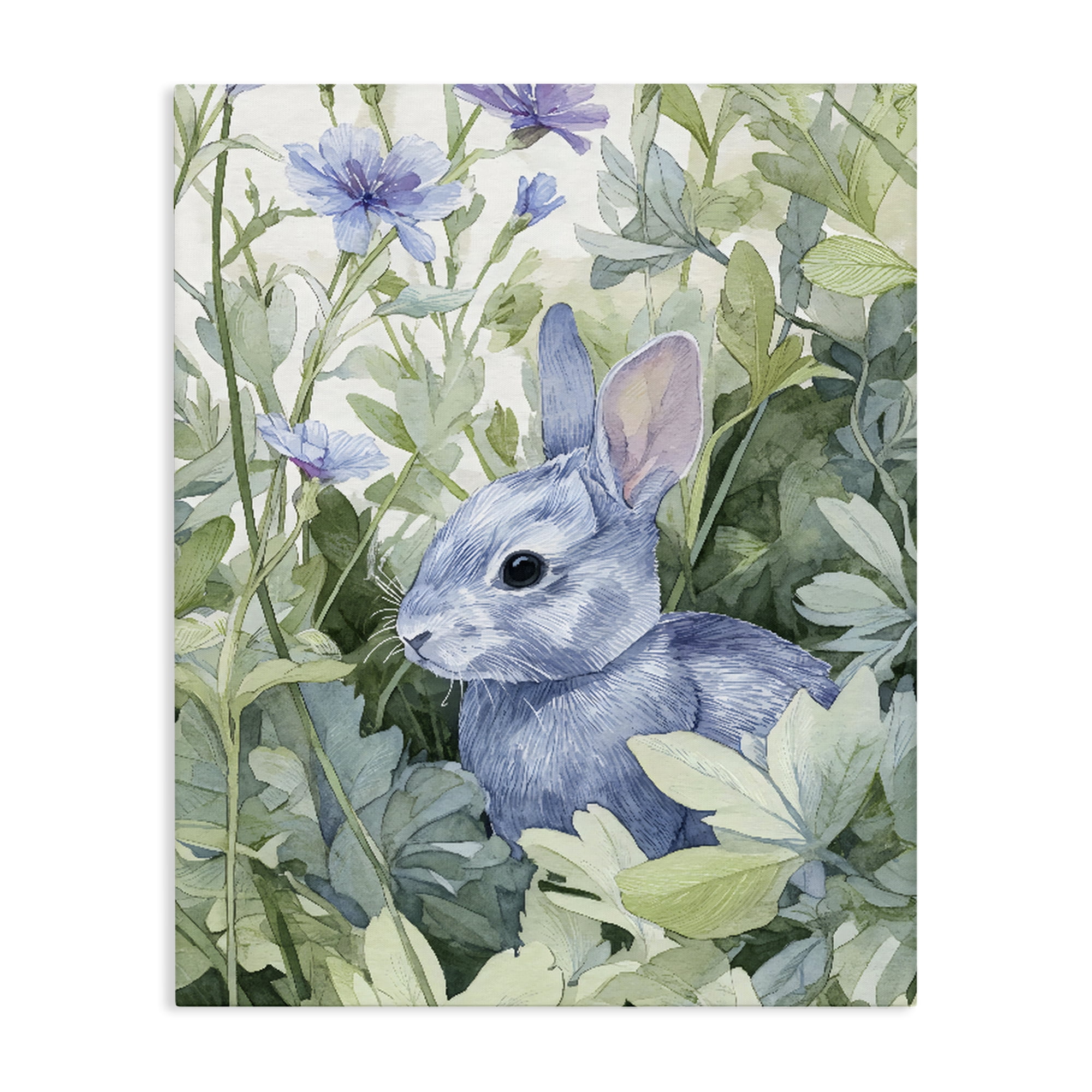 Stupell Industries Blue Bunny Among Leaves Canvas Wall Art, design by Franklyn Gregory
