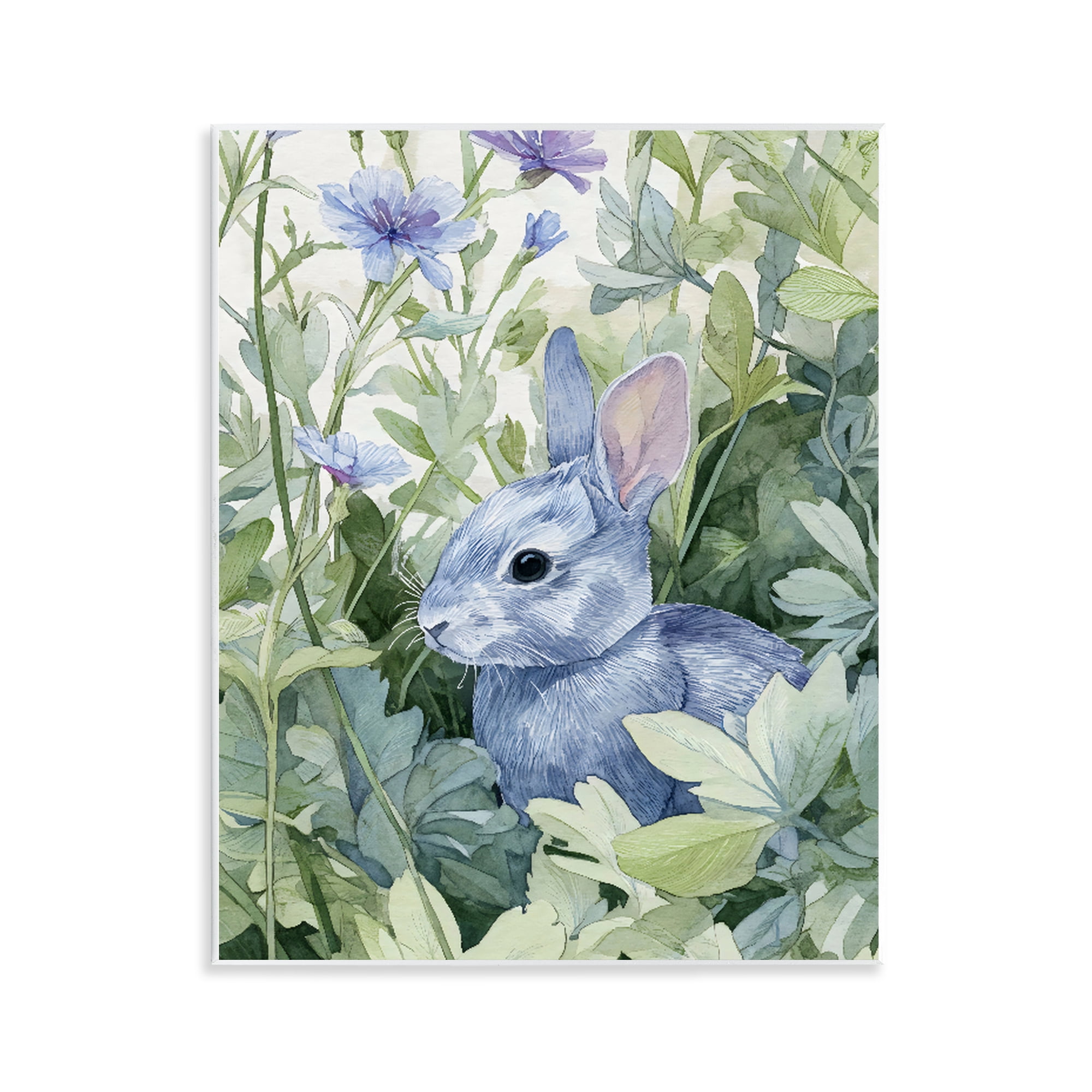 Stupell Industries Blue Bunny Among Leaves Wall Plaque Art, design by Franklyn Gregory