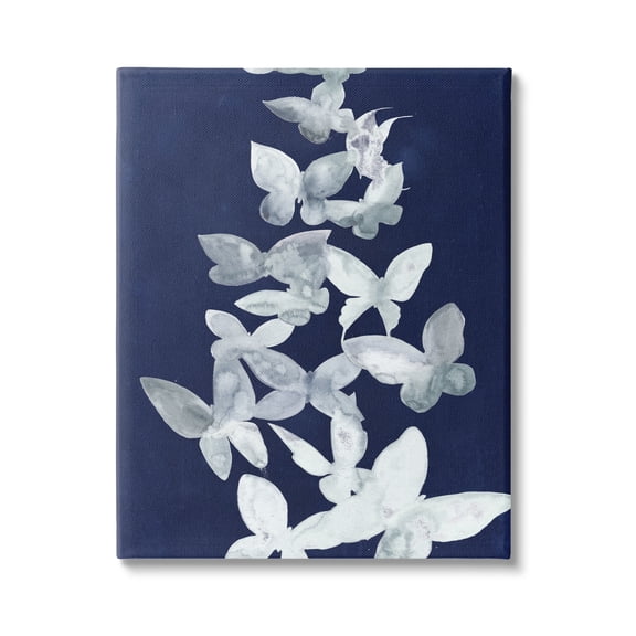 Stupell Industries Blue Butterflies Abstraction Animals & Insects Painting Gallery Wrapped Canvas Print Wall Art