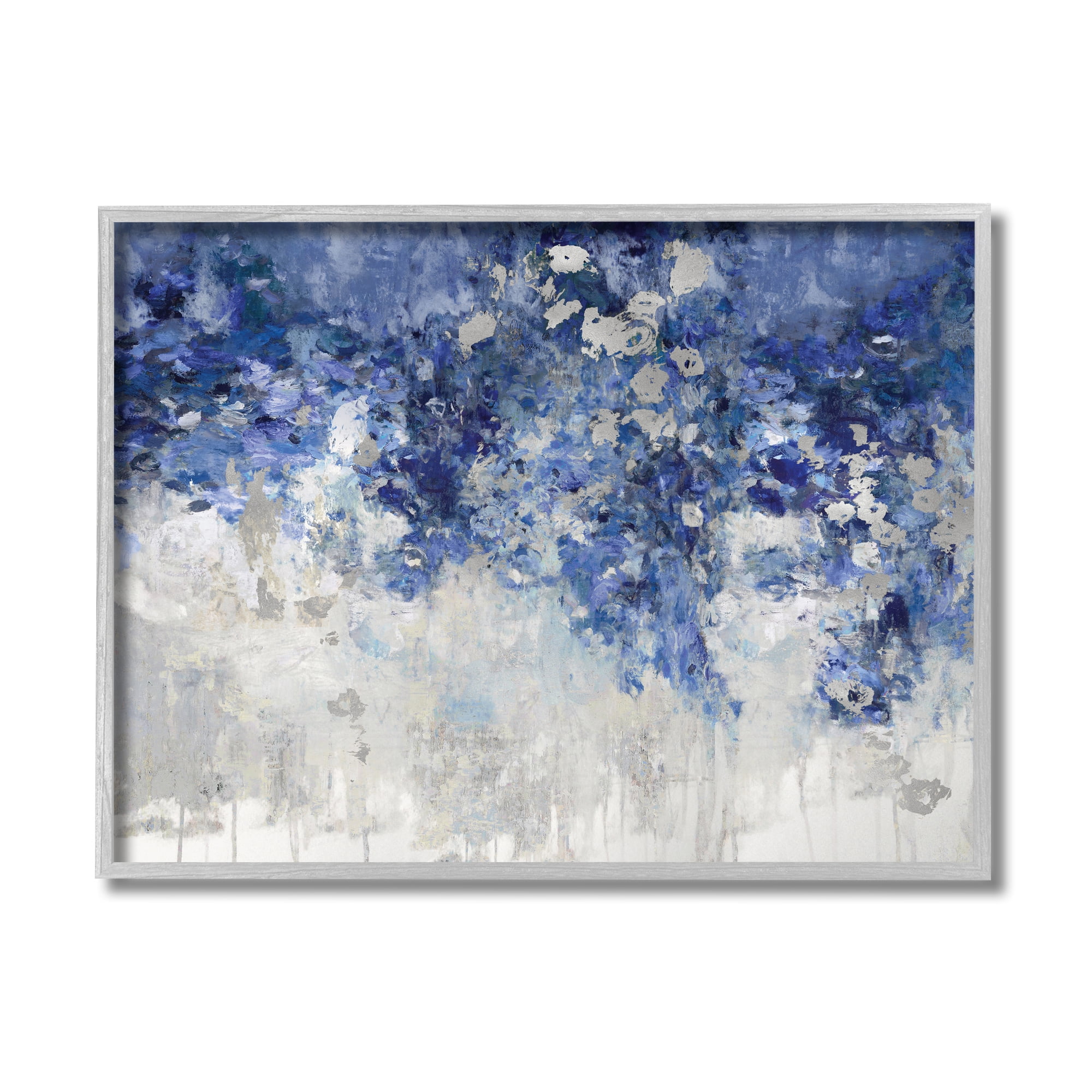 Stupell Industries Blue Cascading Florals Energetic Flower Abstraction,11 x 14,Designed by Nikki Robbins