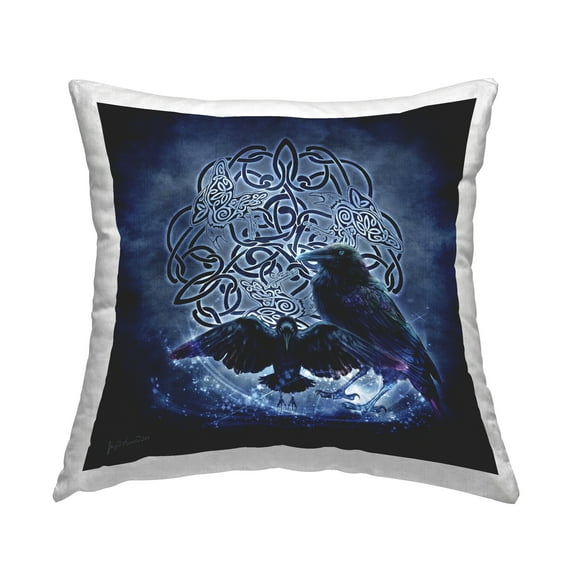Stupell Industries Blue Celtic Raven Decorative Printed Throw Pillow, 18 x 18