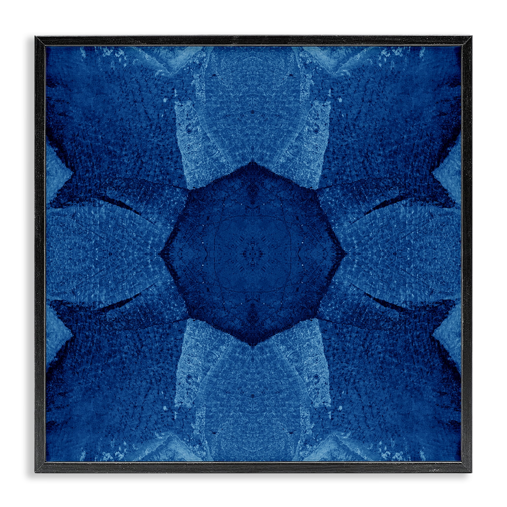 Stupell Industries Blue Centric Pattern Abstract Painting Black Framed Art Print Wall Art, 17 x 17