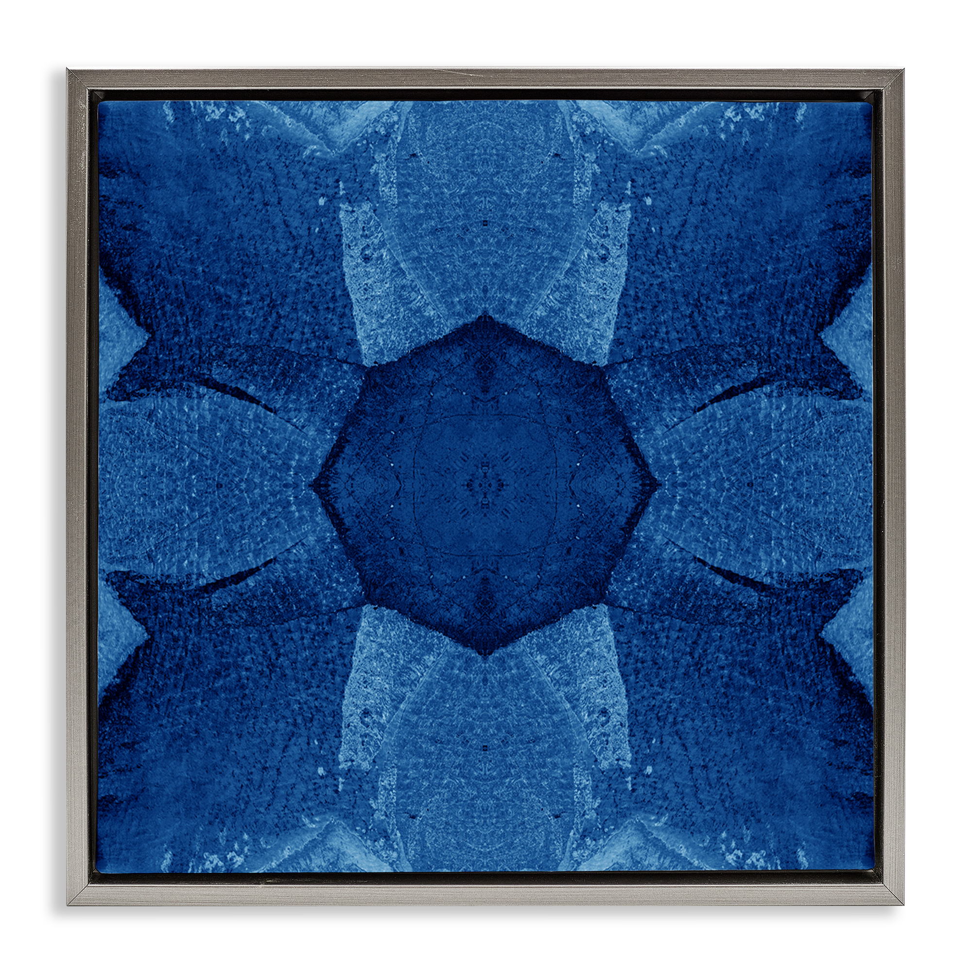 Stupell Industries Blue Centric Pattern Abstract Painting Gray Floater Framed Canvas Art Print Wall Art, 25 x 25