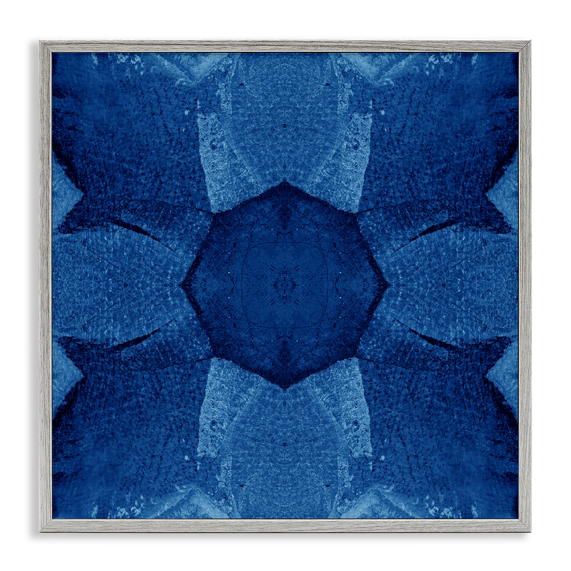 Stupell Industries Blue Centric Pattern Abstract Painting Gray Framed Art Print Wall Art, 17 x 17