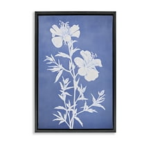 Stupell Industries Blue Cerulean Florals Botanical & Floral Painting Black Floater Framed Art Print Wall Art, 17 x 25