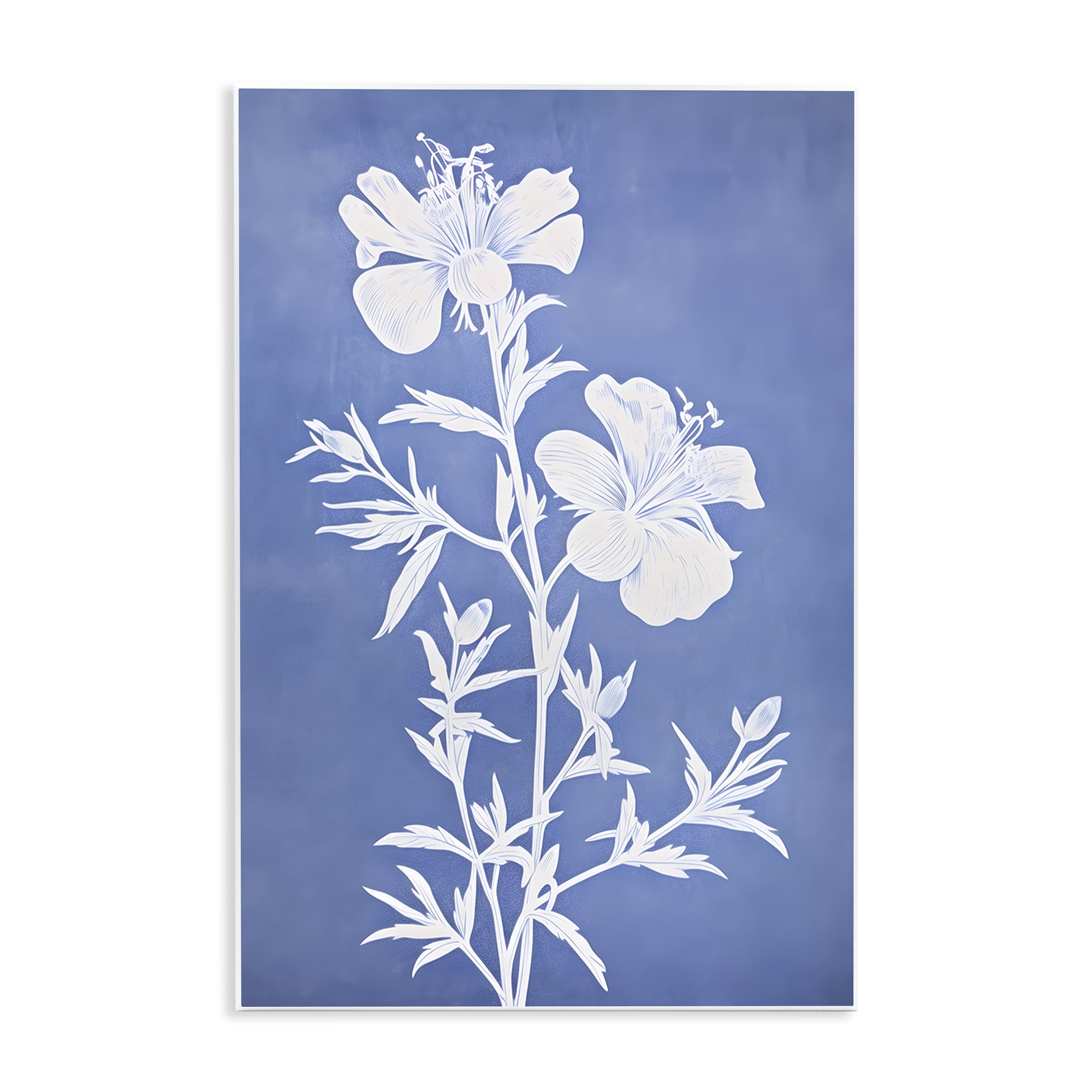 Stupell Industries Blue Cerulean Florals Botanical & Floral Painting Unframed Art Print Wall Art, 13 x 19