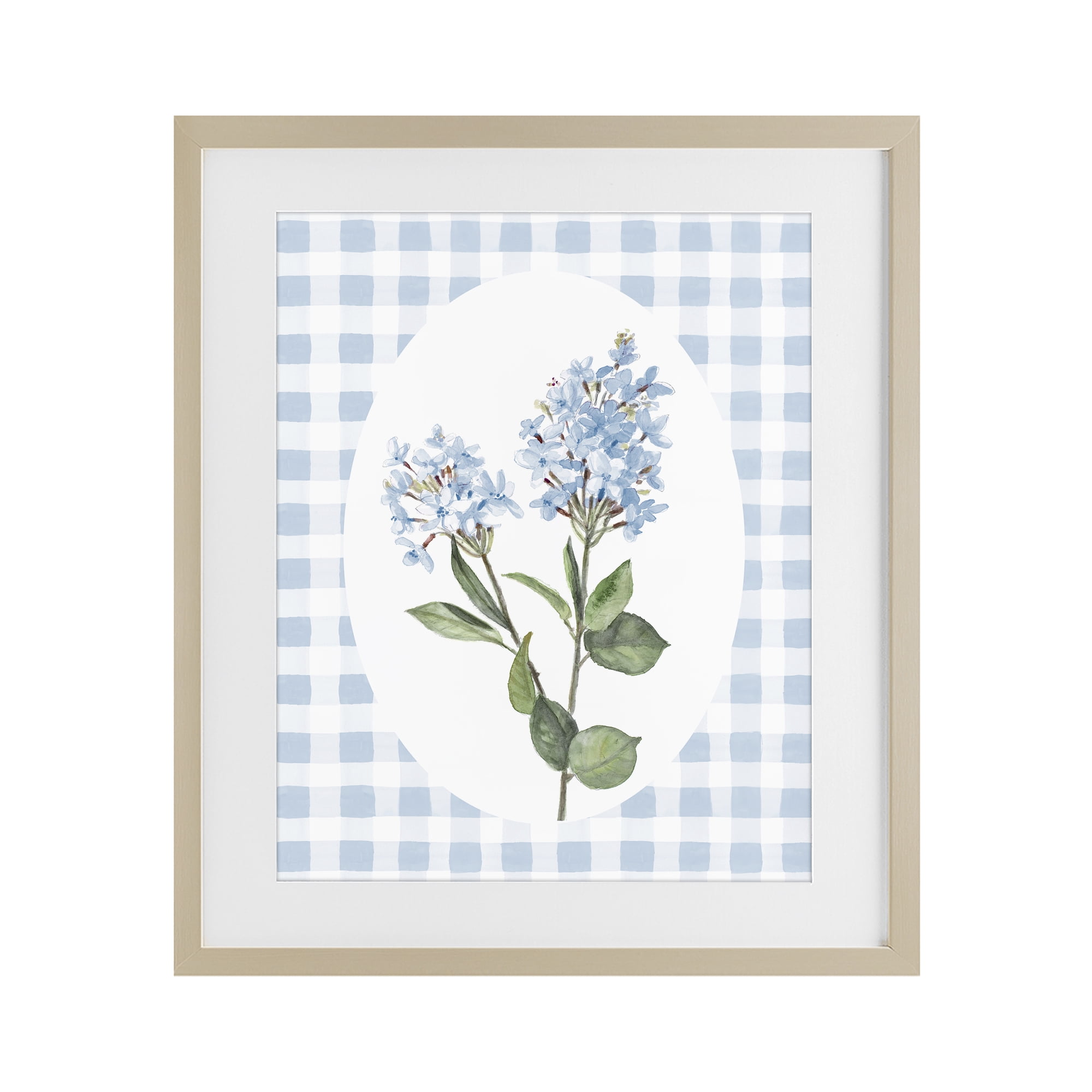 Stupell Industries Blue Checkered Blooms Birch Framed Print Under Glass, design by Lanie Loreth