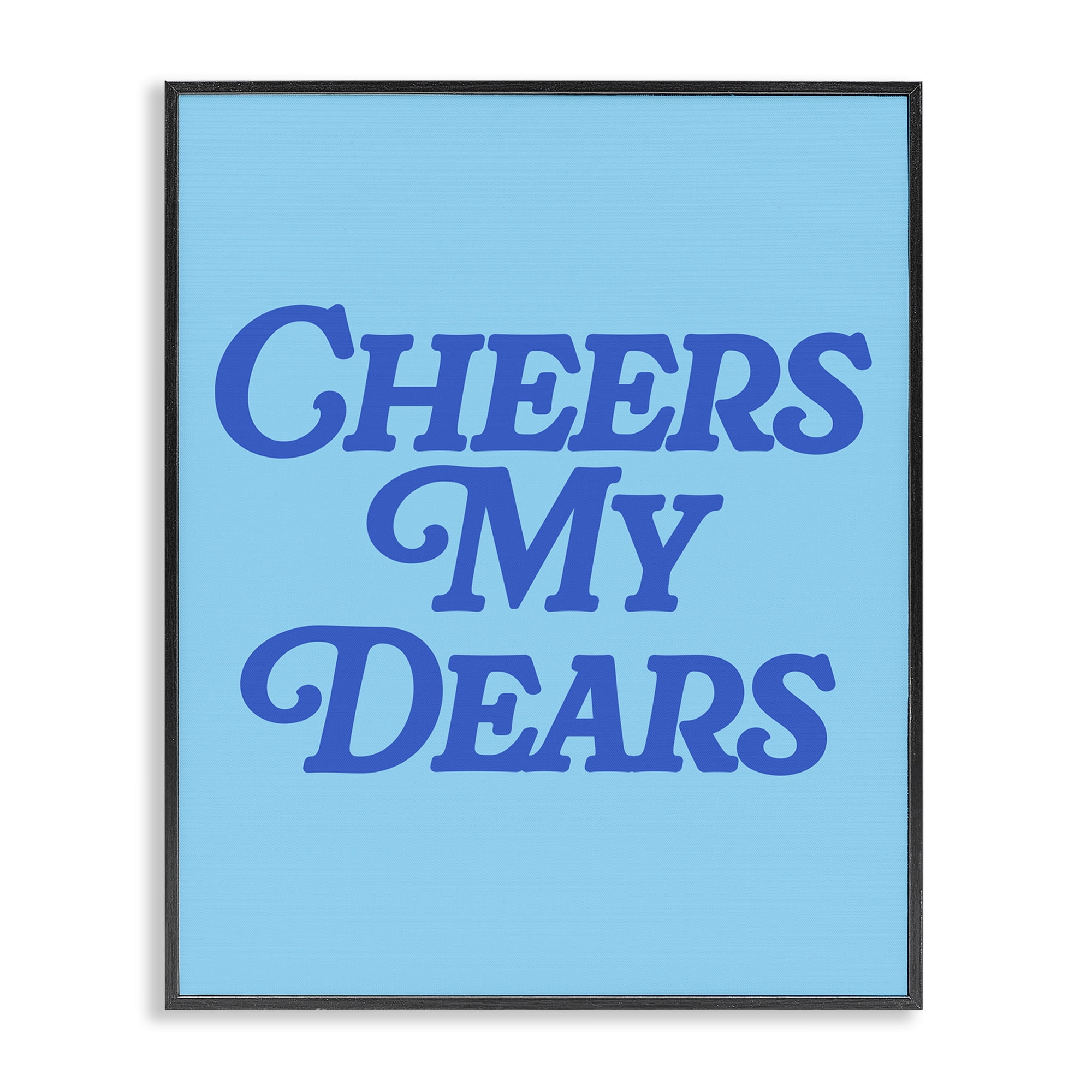 Stupell Industries Blue Cheers My Dears Food & Beverage Painting Black Framed Art Print Wall Art, 16 x 20