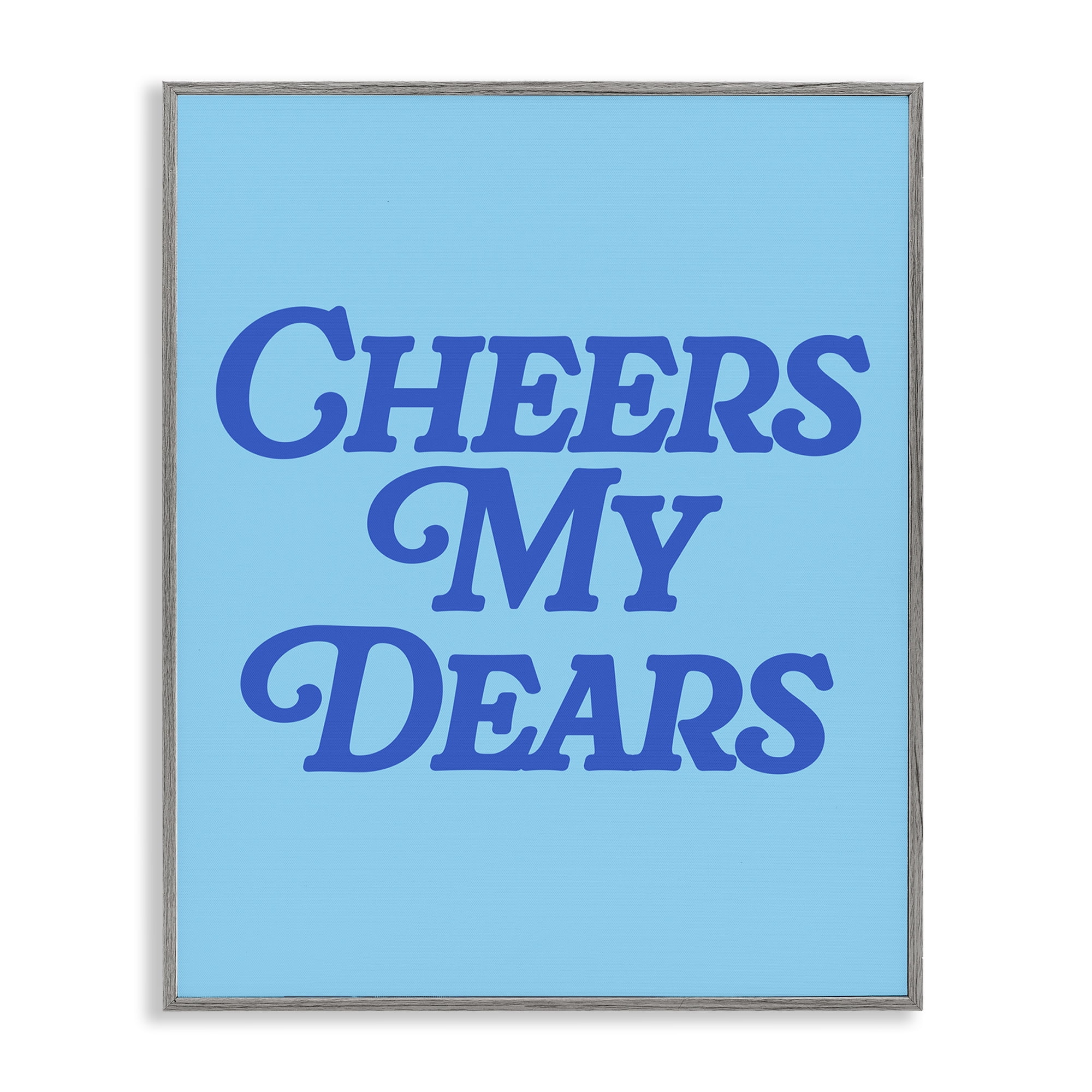Stupell Industries Blue Cheers My Dears Food & Beverage Painting Gray Framed Art Print Wall Art, 16 x 20