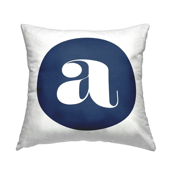 Stupell Industries Blue Circle Letter A Square Decorative Printed Throw Pillow, 18 x 18