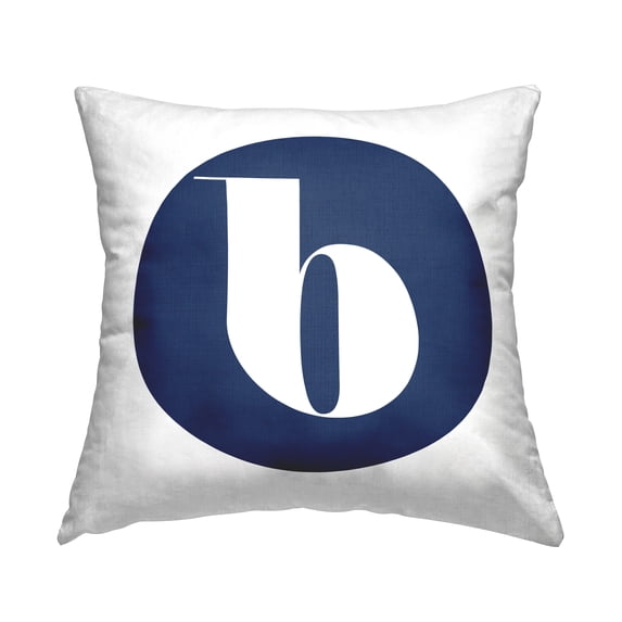 Stupell Industries Blue Circle Letter B Square Decorative Printed Throw Pillow, 18 x 18