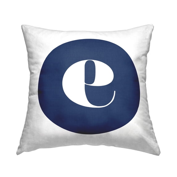 Stupell Industries Blue Circle Letter E Square Decorative Printed Throw Pillow, 18 x 18