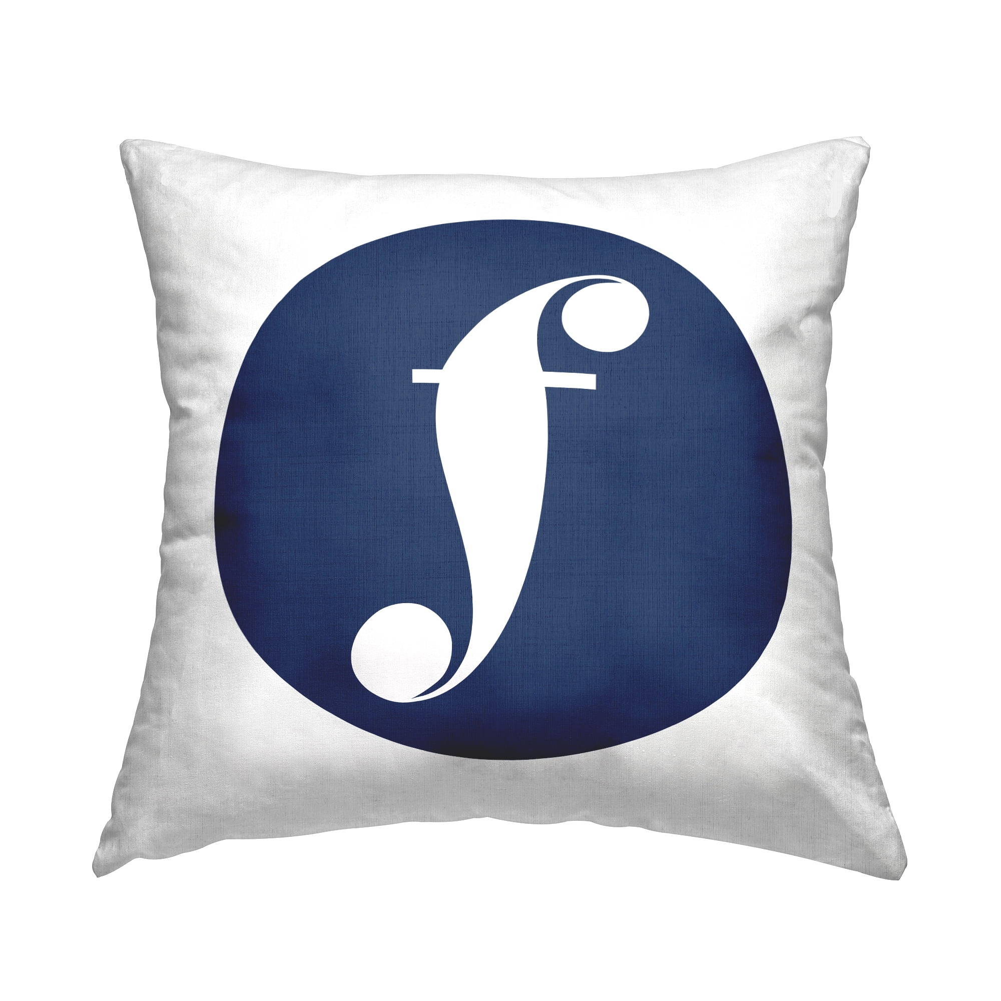 Stupell Industries Blue Circle Letter F Square Decorative Printed Throw Pillow, 18 x 18