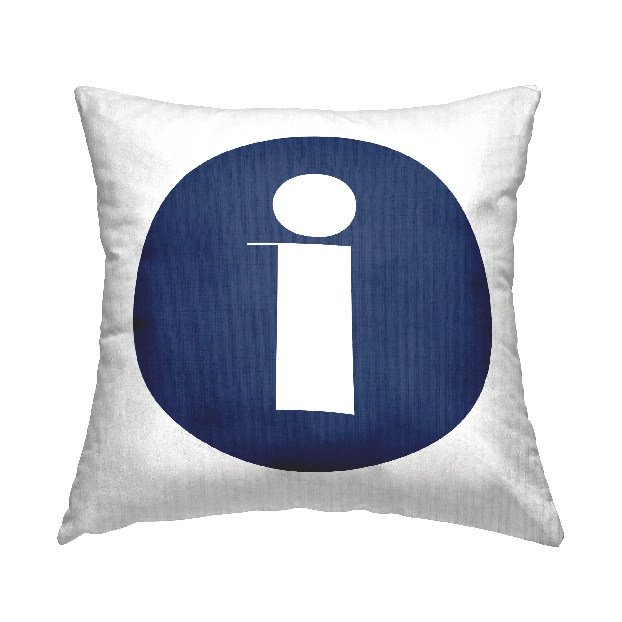 Stupell Industries Blue Circle Letter I Square Decorative Printed Throw Pillow, 18 x 18